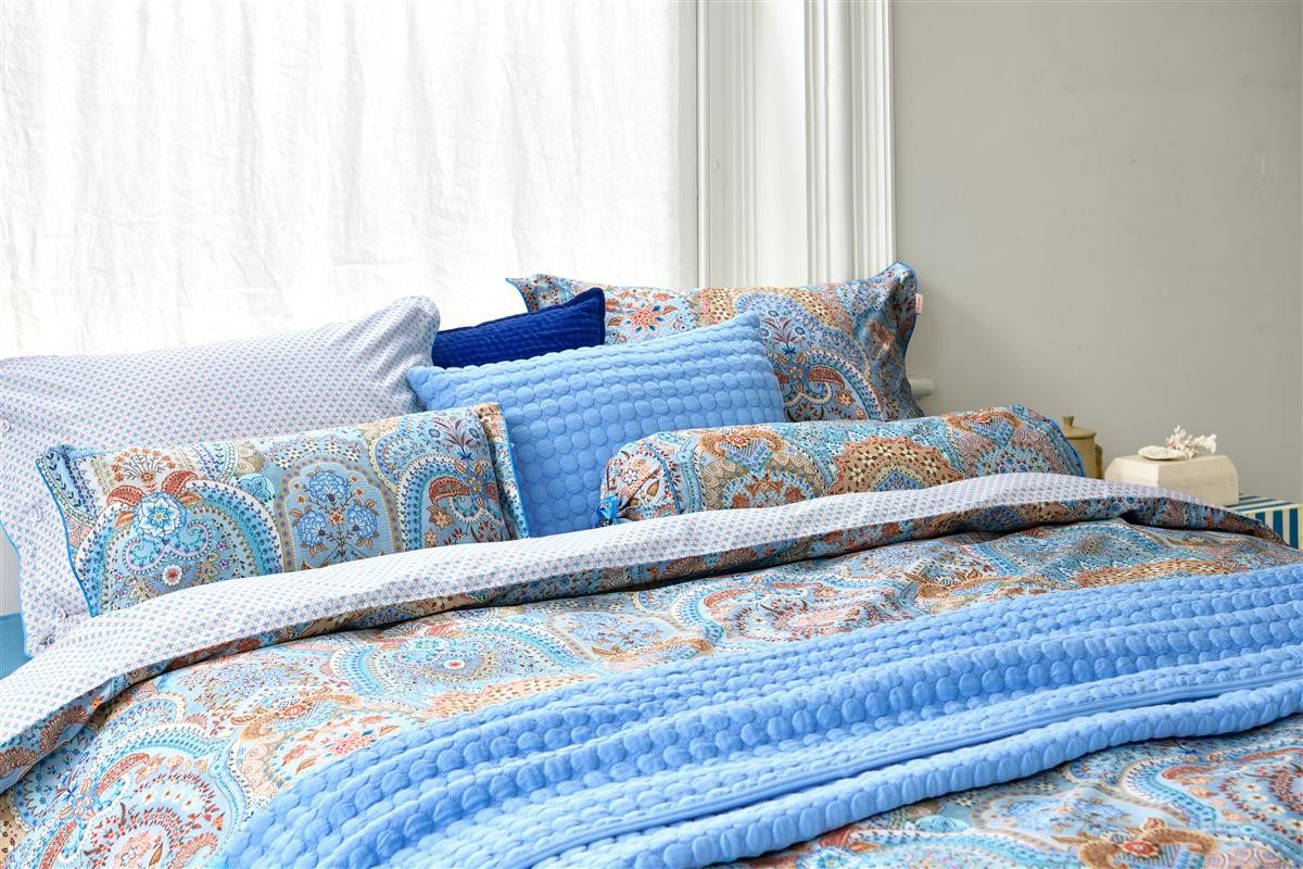 PiP Studio Bettwäsche Bettwäsche DE Jabali Flower Blue 135x200 blau, Baumwolle, 2 teilig, bettwäsche 135x200 baumwolle reißverschluss warm baumwolle bettwäsche