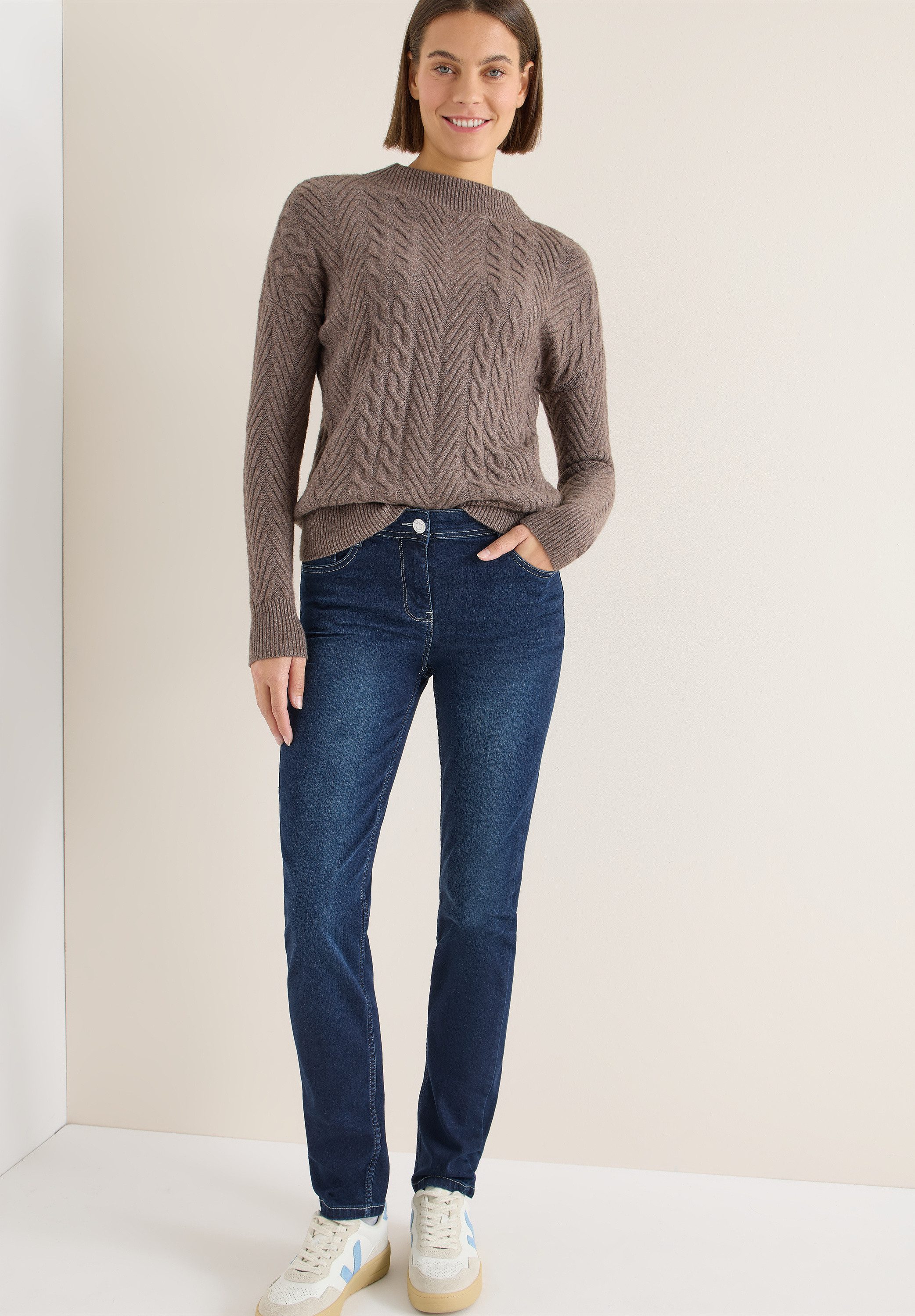 CECIL Slim-fit-Jeans in dunkelblauer Waschung