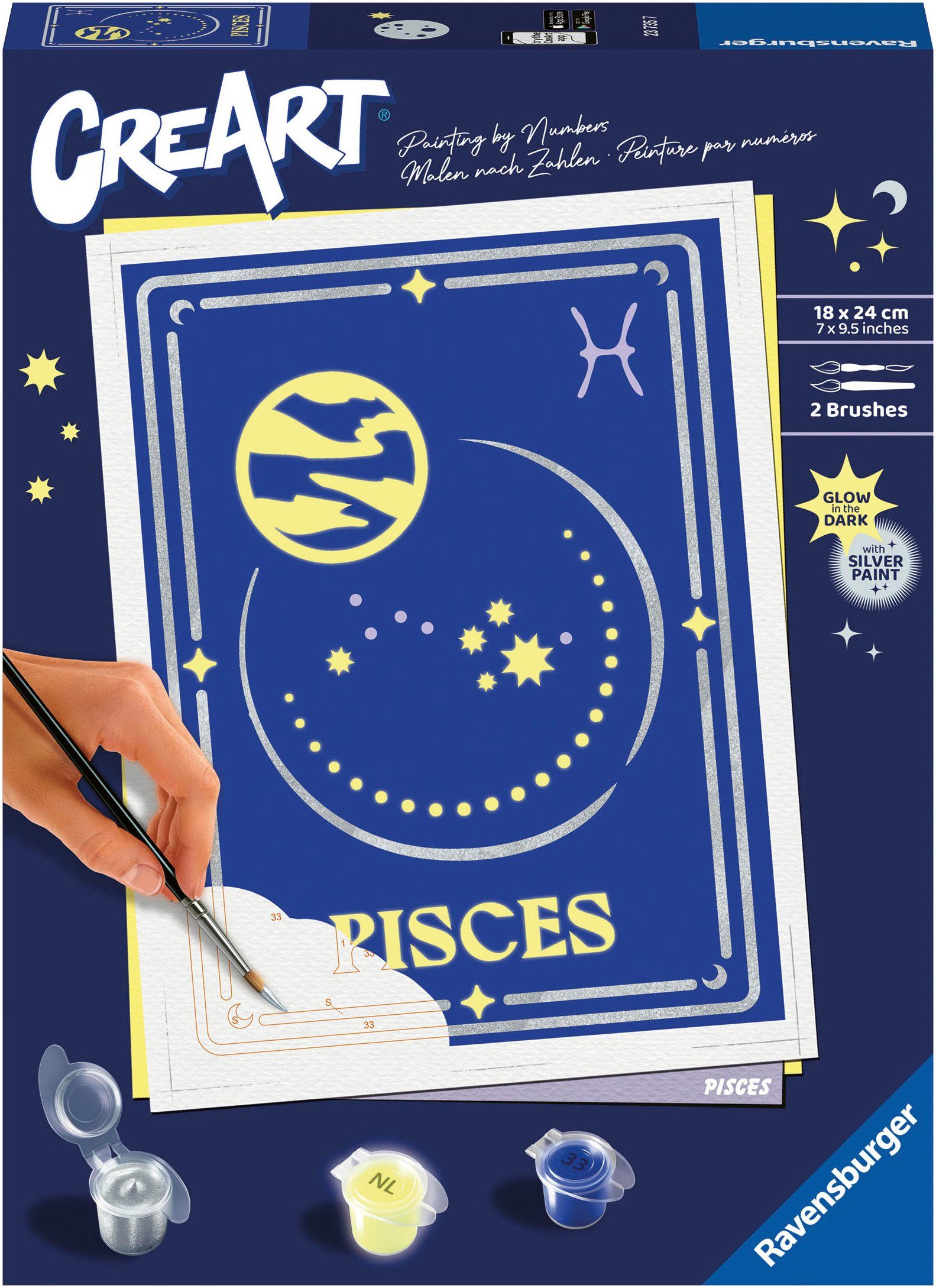 Ravensburger Malen nach Zahlen Sternzeichen (Zodiac Sign) Fische, Made in Europe, FSC® - schützt Wald - weltweit