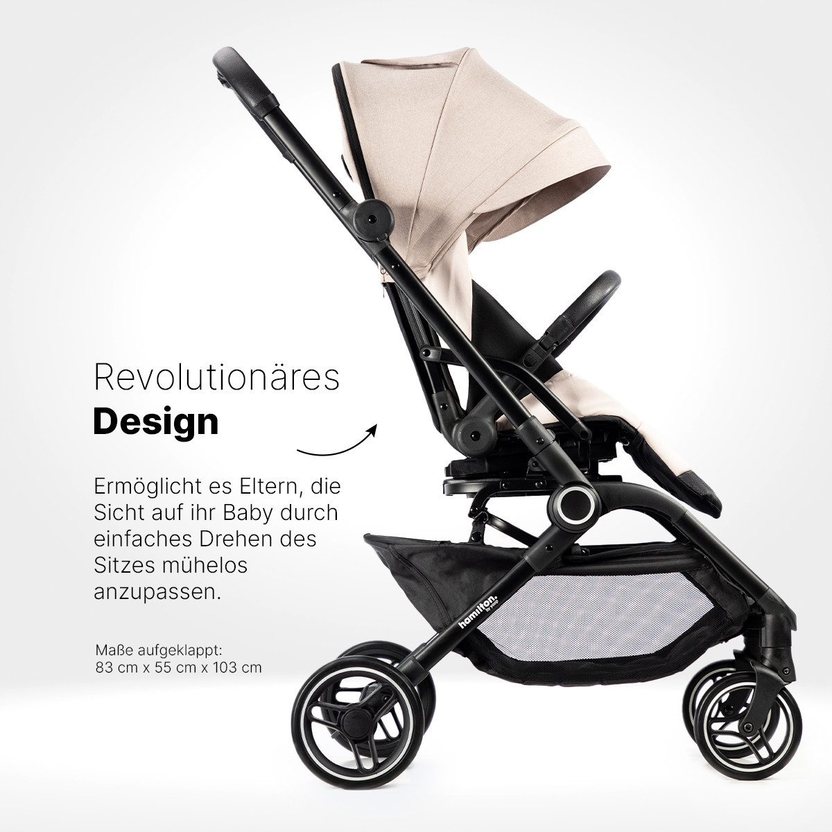 Hamilton by yoop Kombi-Kinderwagen Kinderwagen T1 – Premium Buggy mit MagicFold™ - 360Grad drehbar
