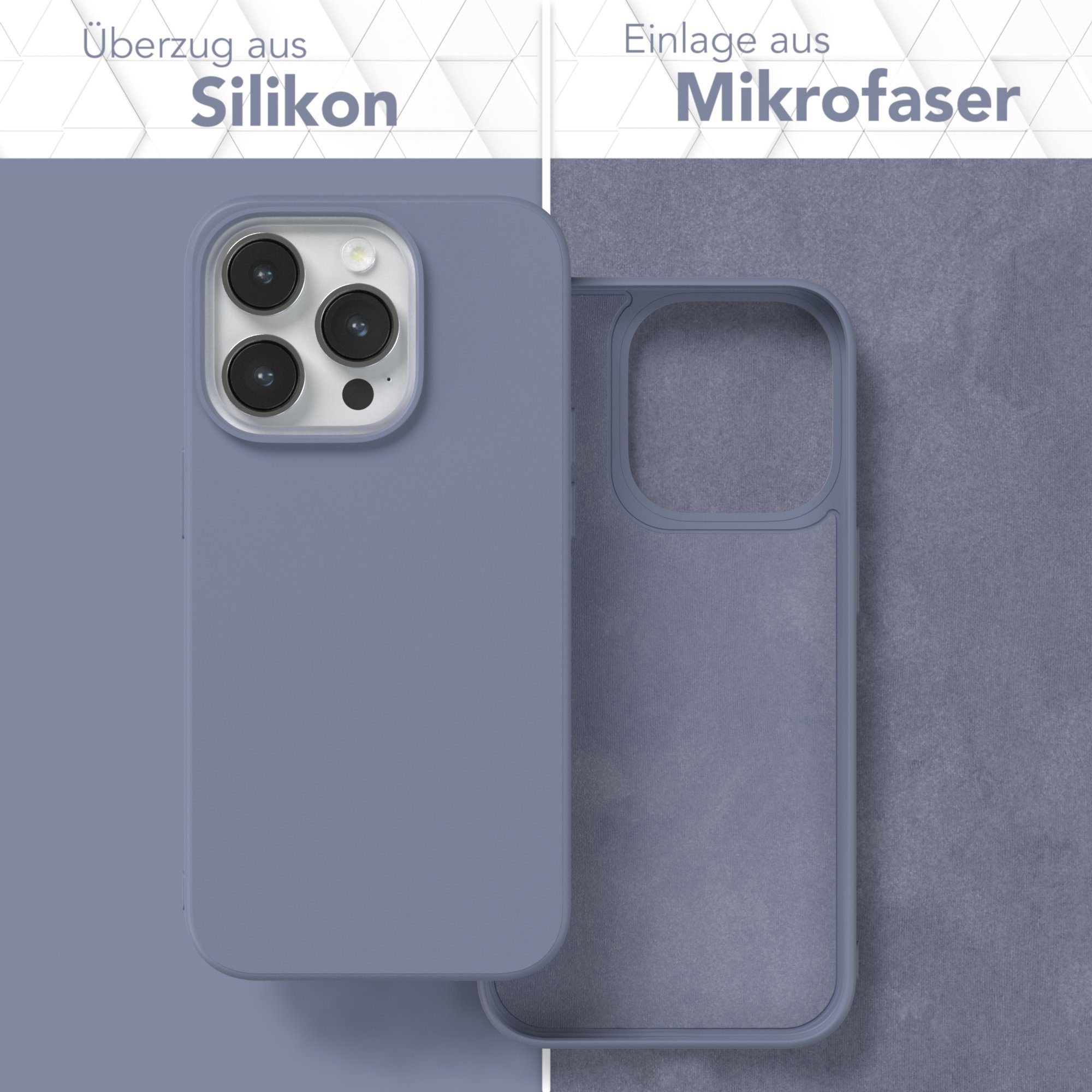 EAZY CASE Handyhülle für Apple iPhone 14 Pro Hülle Silikon 6,1 Zoll, Silikon Schutzhülle mit Kameraschutz Matt Back Cover Soft Eis Blau
