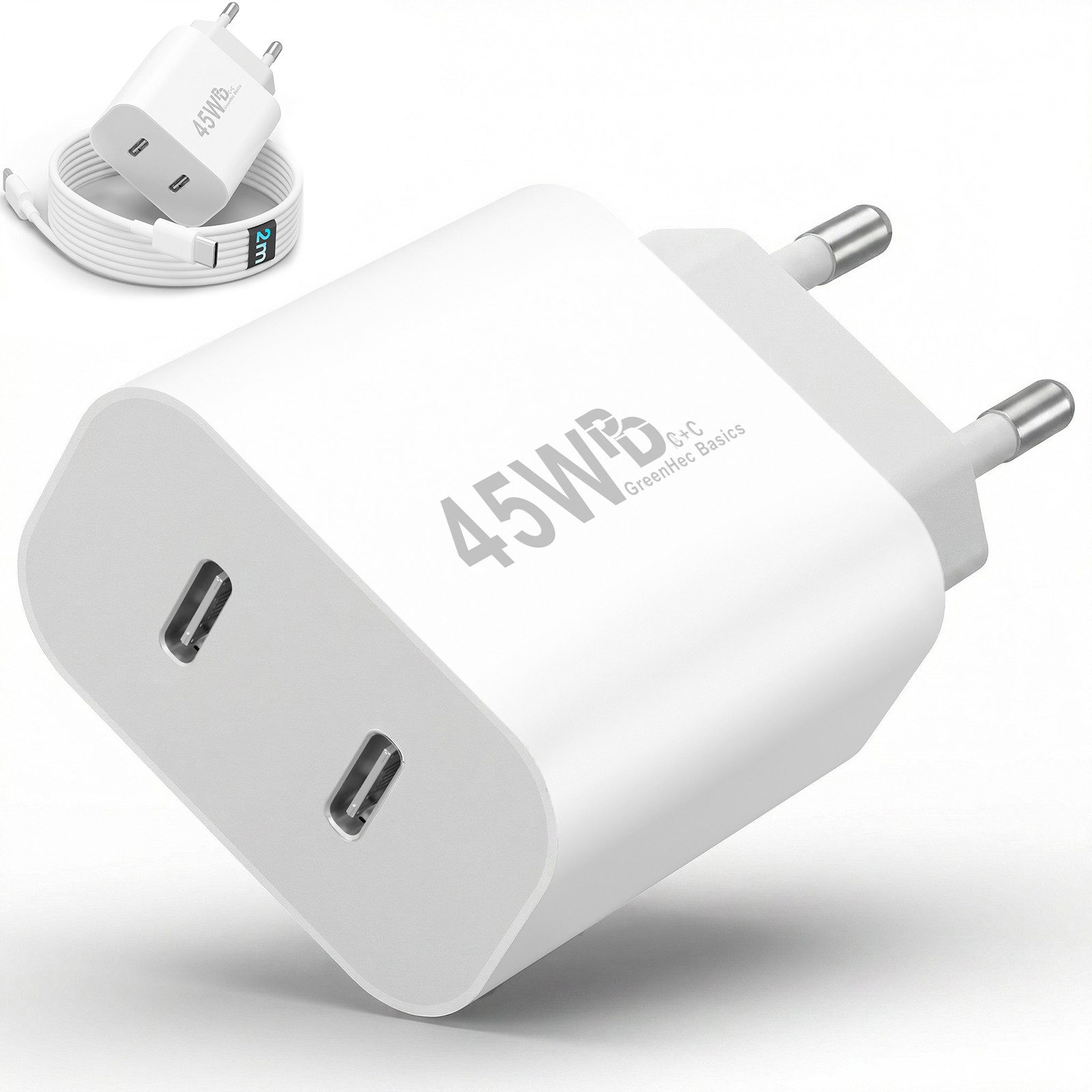 GreenHec USB C Schnellladegerät 45w Samsung Galaxy S26 S25 S24 S23 S22 S21 Fast Schnelllade-Gerät (50 mA, Spar-Set, 45w USB-C Dual Charger, S26+ Ultra FE Ladegeräte USBC Handy Charger Netzteil Adapter Zubehör)