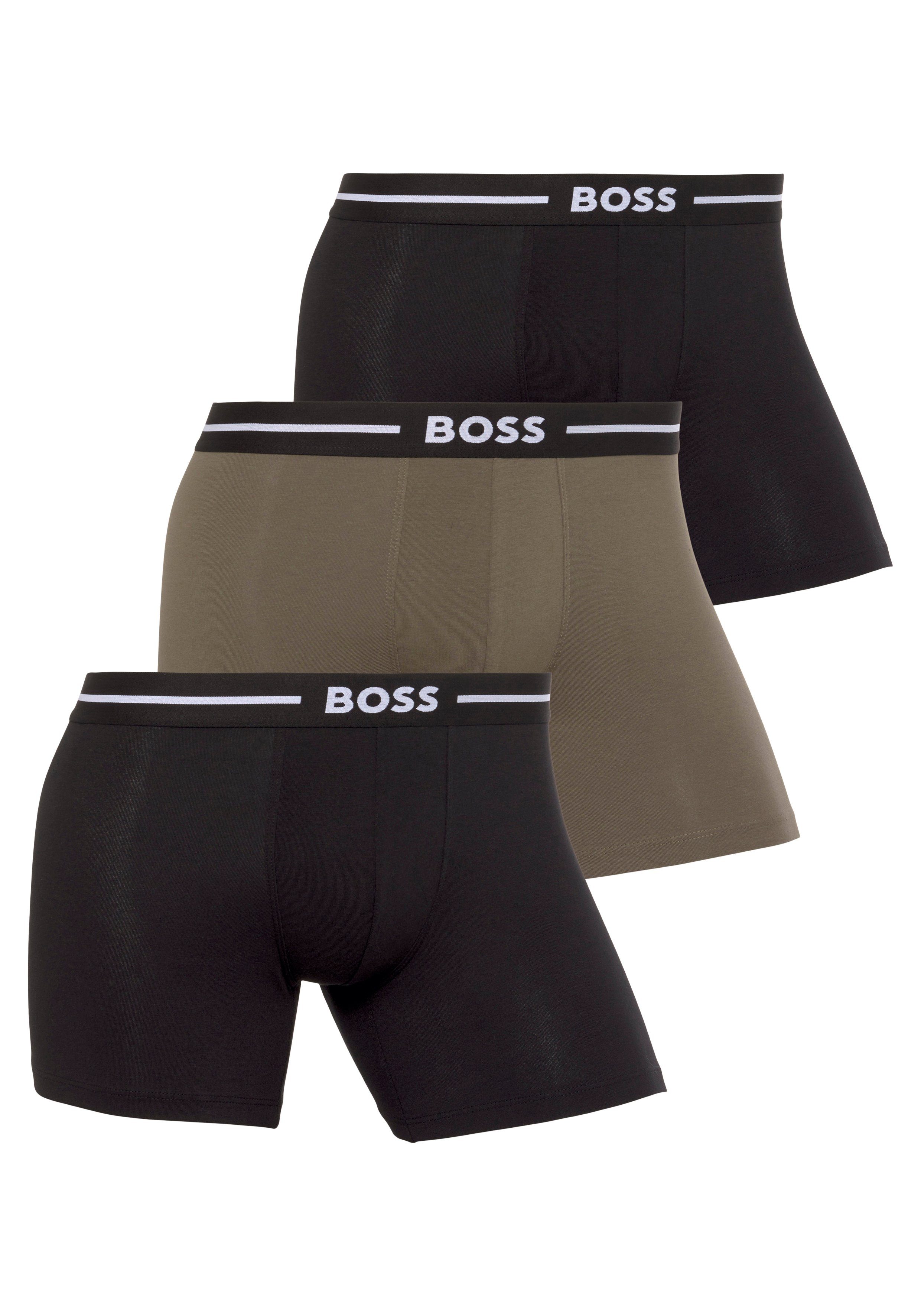 BOSS Boxer BoxerBr 3P Bold (Packung, 3-St., 3er Pack) mit BOSS Logo auf dem Bund