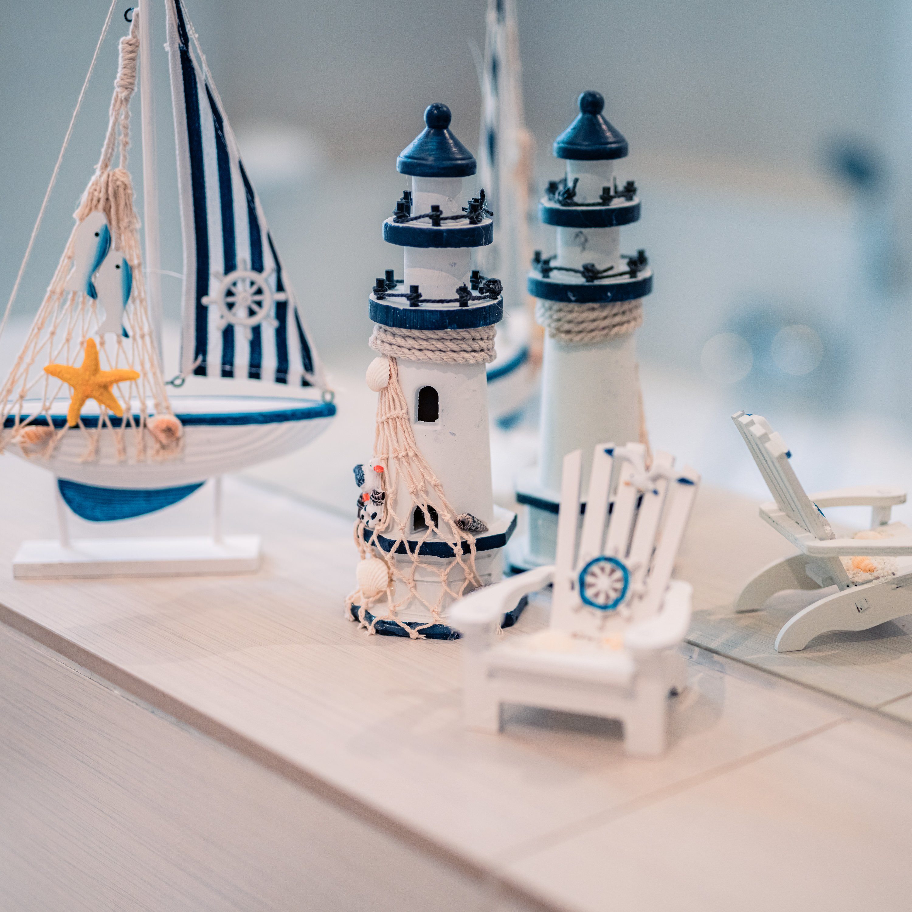 Flanacom Badaccessoires-Sets Maritime Badezimmer Deko - Holz Decor Accessoi günstig online kaufen