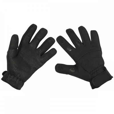 MFH Neoprenhandschuhe Fingerhandschuhe, Combat, Neopren, schwarz - L Daumen, Zeige- und Mittelfinger zurück- klappbar