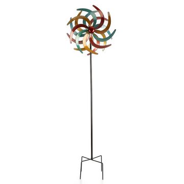 BigDean Gartenfigur Farbenfrohes Windrad aus Metall 140x Ø 38cm Windspiel für den Garten, (1 St)