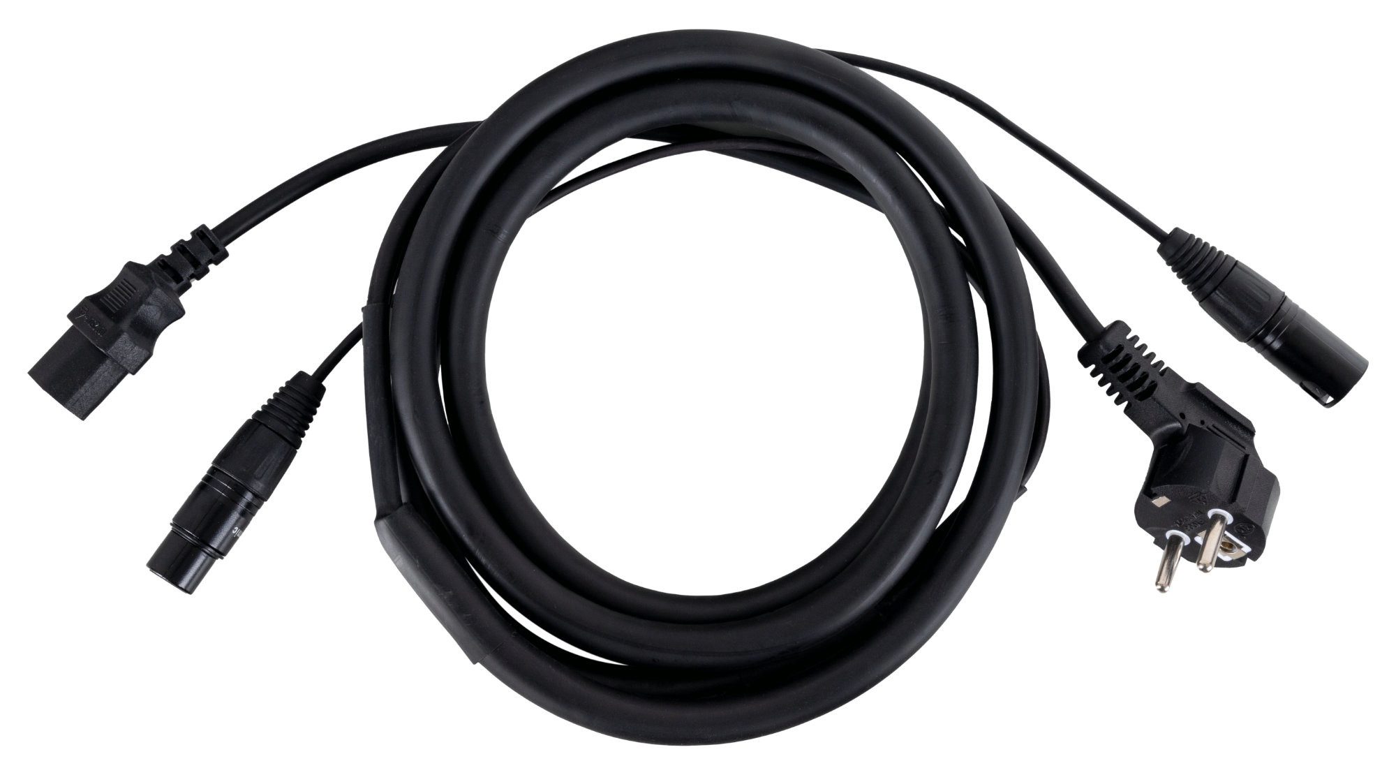 Pronomic EUIECD-2.5 Hybridkabel Kaltgeräte/DMX 2,5 m Lampen-Verbindungskabel, (250 cm), Hybridkabel für Kaltgeräte und DMX, Länge 2,5 m