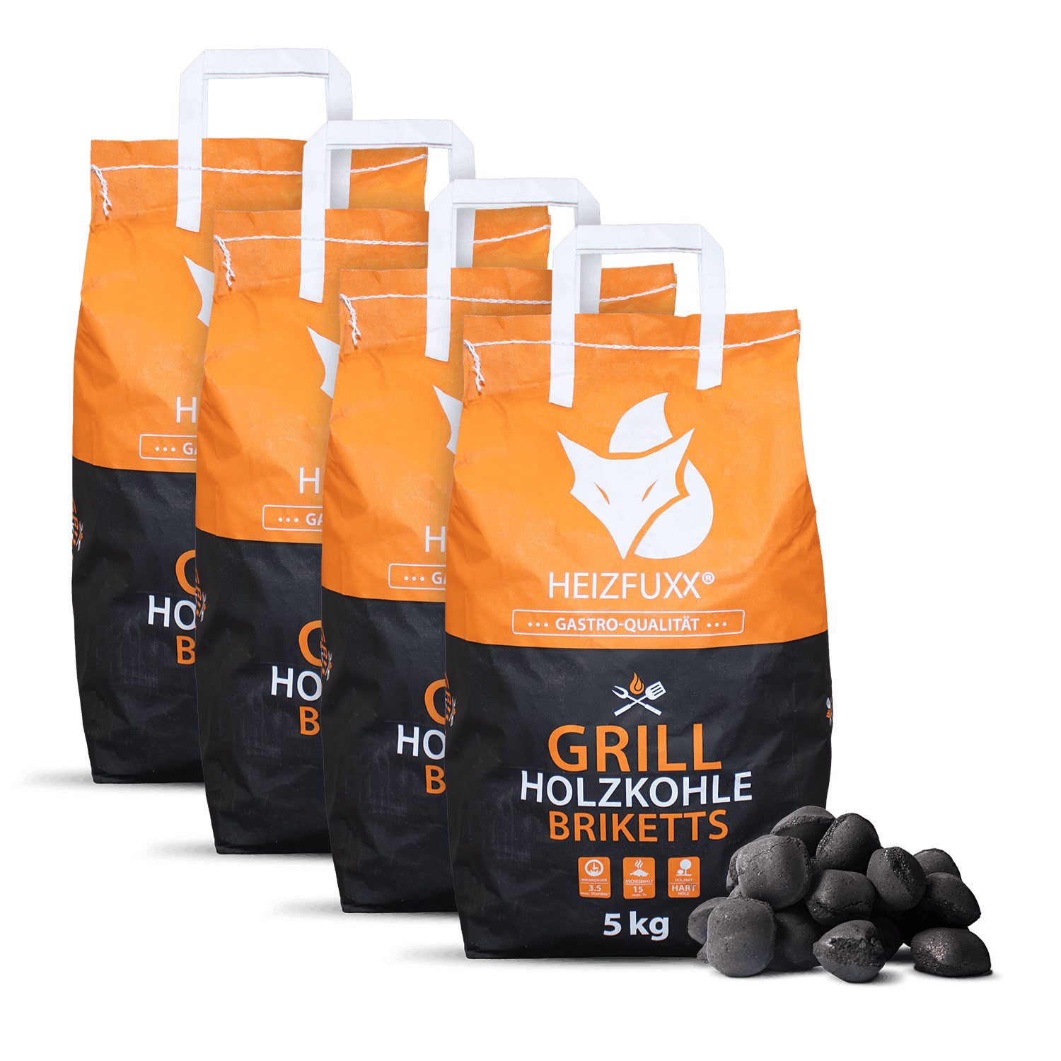 HEIZFUXX Grillbriketts, 20 kg, (Paket, 4-St)