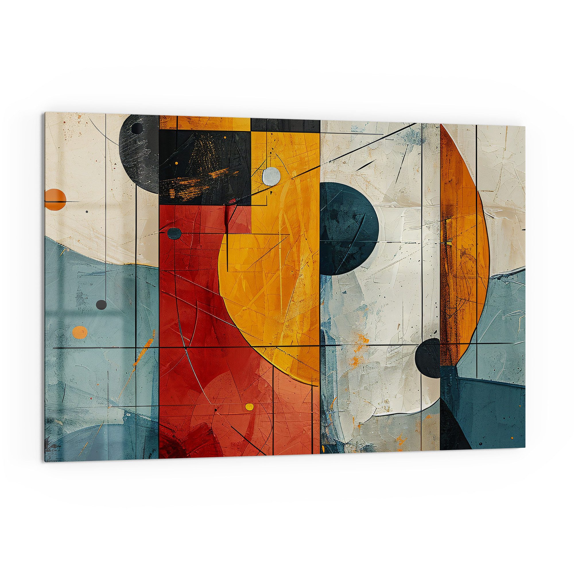 DEQORI Küchenrückwand 'Geometrischer Farbzauber', Glas Spritzschutz Badrückwand Herdblende