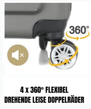 KESSMANN Kofferset ABS Hartschalen Koffer 3 teilig Set Kofferset Reisekoffer groß, 4 Rollen, (Koffer-Set, 3 tlg., Leichtgewicht Rollkoffer mit 360° Rollen Reisen Urlaub Reisekoffer Set), Trolley Gepäckset Hartschalenkoffer Urlaubskoffer Handgepäck Organizer