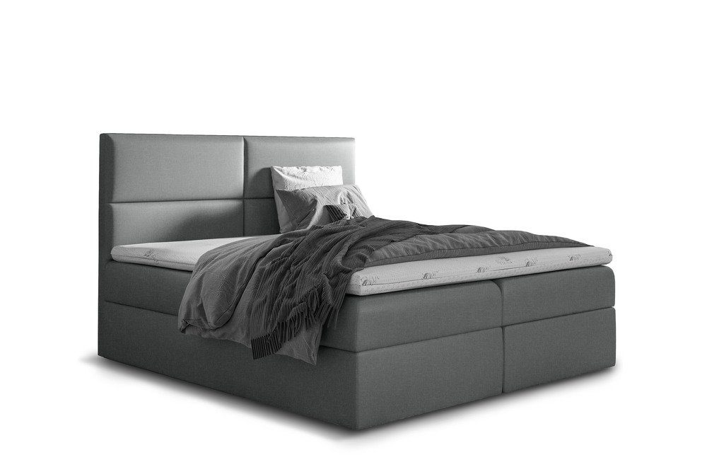 99rooms Boxspringbett Merino (Schlafzimmerbett, Bett), mit Bonellfederkern Matratze und Topper, Kopfteil gepolstert