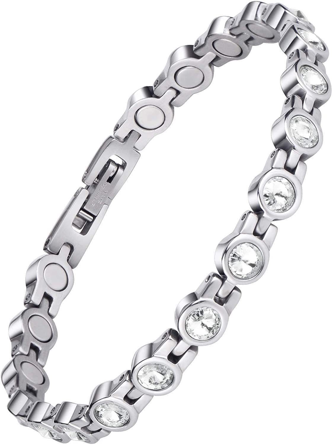 feinlux Gliederarmband Gliederarmband Magnetarmband für Damen Titanstahl Magnetisches Armband (packung, Titan Armreif für Damen Herren Frauen Geburtstag Schmuck Geschenk), Für die Gesundheit von Frauen vorteilhafter.