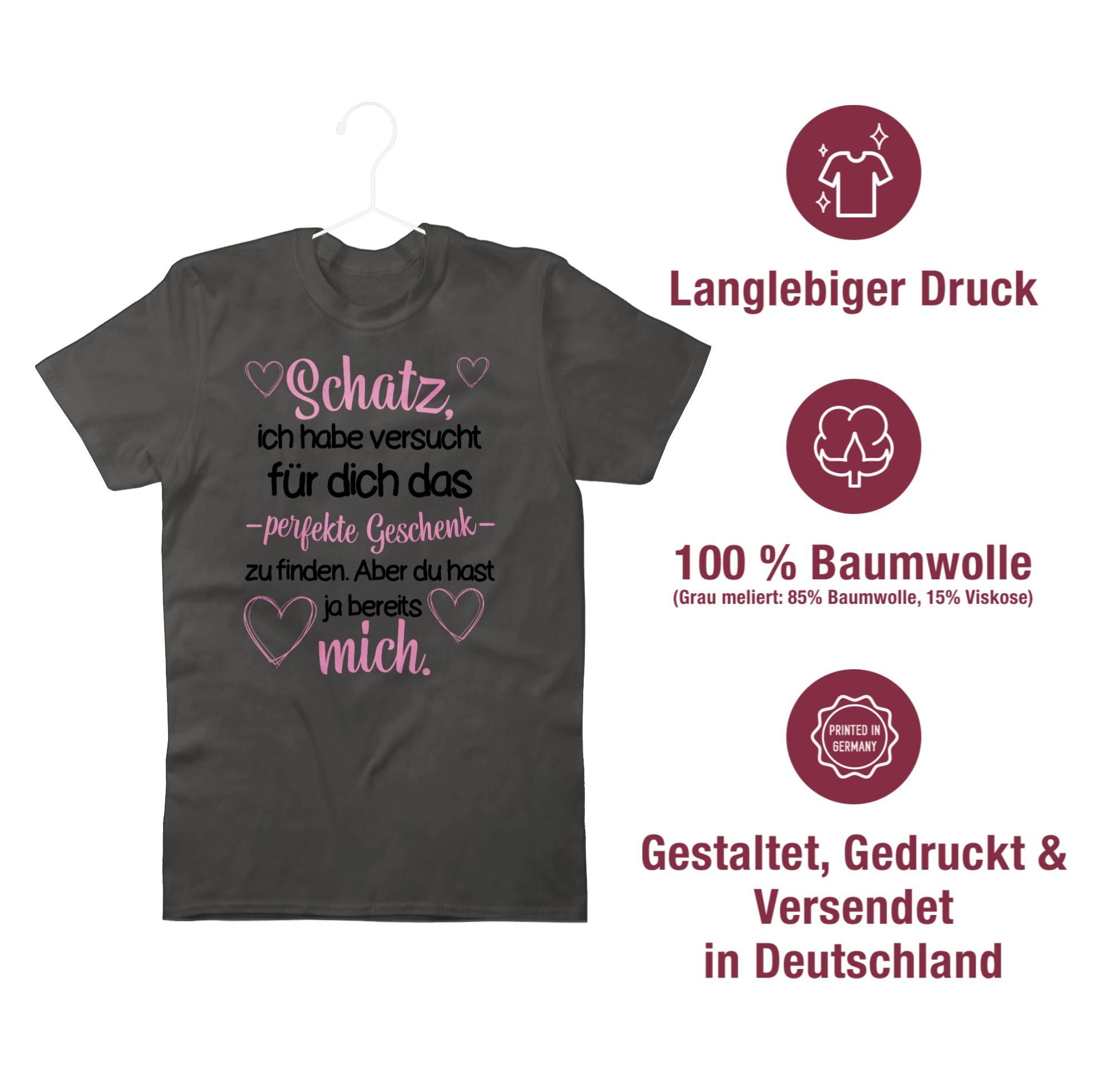 finden habe Shirtracer Geschenk Dunkelgrau Valentinstag T-Shirt 1 Partner Schatz das Liebe versucht zu perfekte