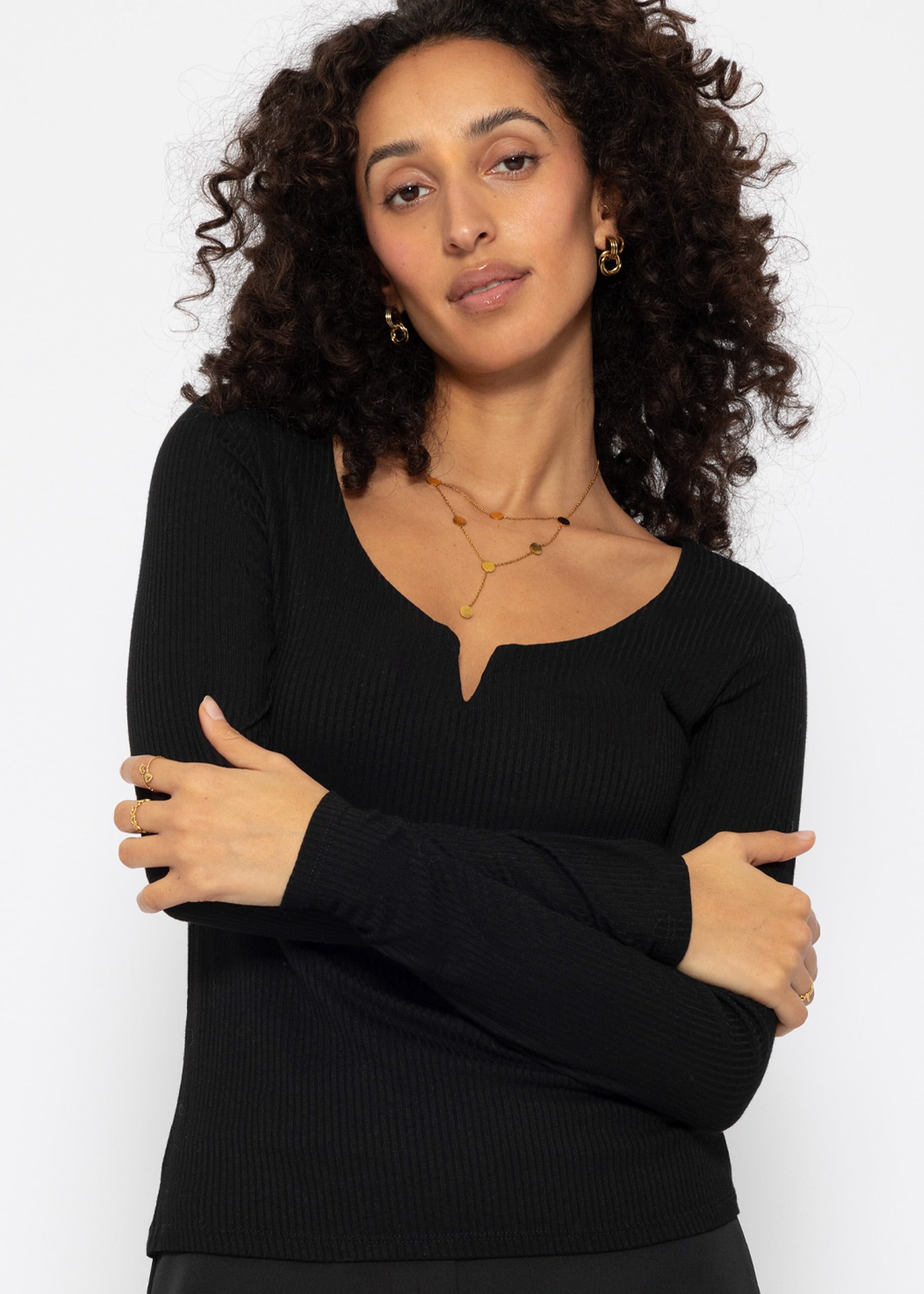 SASSYCLASSY Longshirt Geripptes Langarmshirt Damen mit günstig online kaufen