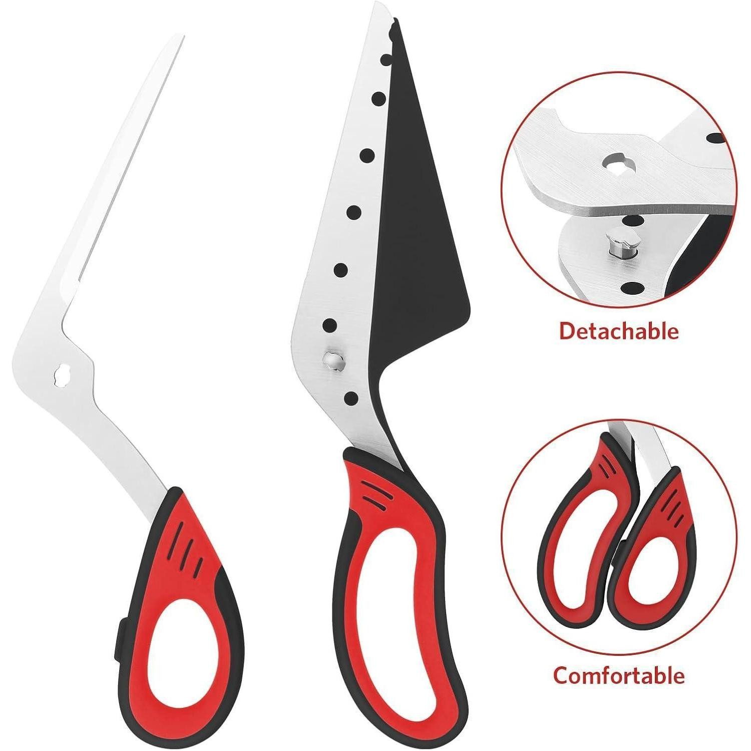 LuxusKollektion Pizzaschneider Pizzaschere Pizzaspachtel Edelstahlklingen Griff 27 cm Rot und Schwarz – Bild 3 von 5