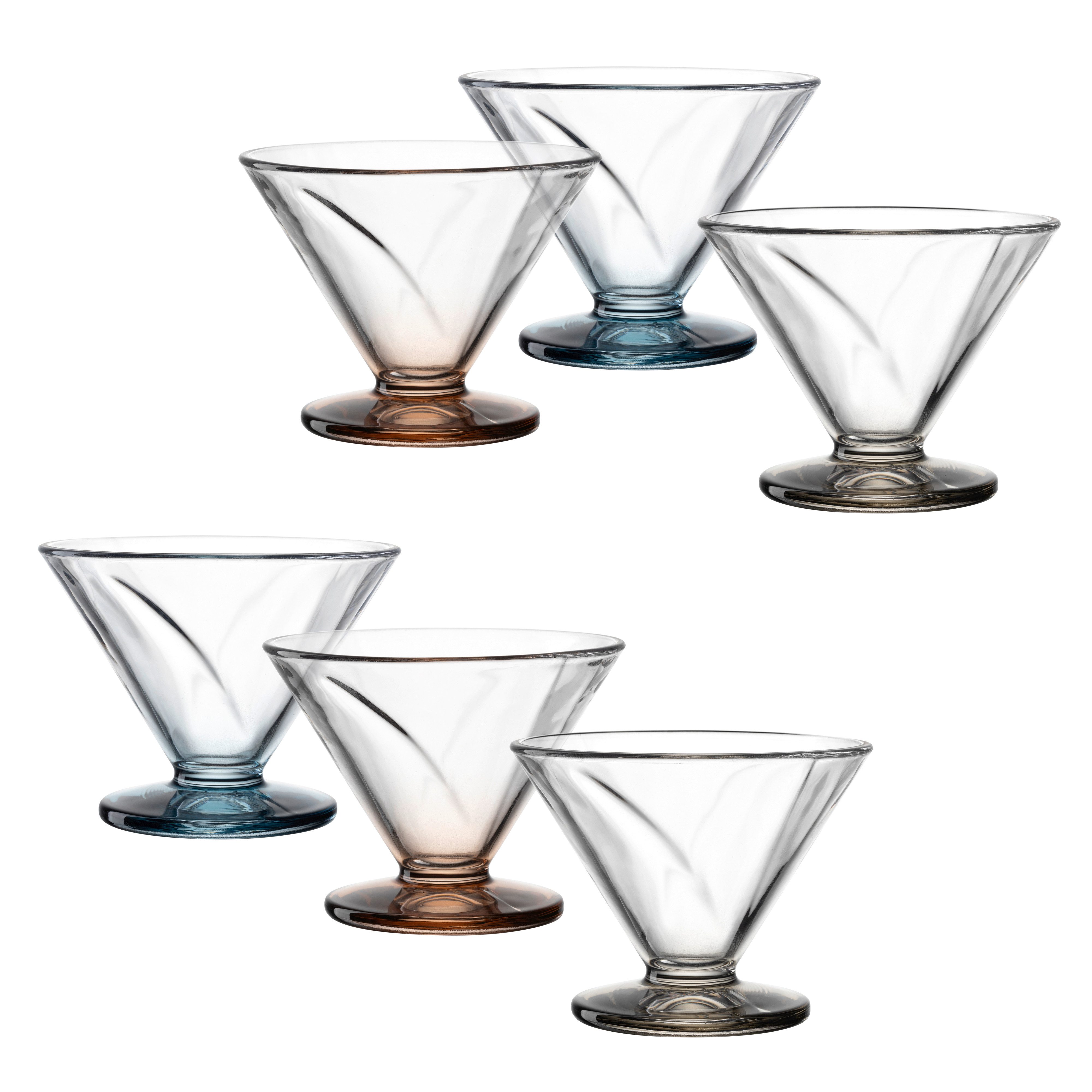 LEONARDO Eisschale CONO, Eisbecher aus Glas, 270 ml, farbig, 6er-Set, Glas, (Set, 6-tlg), spülmaschinengeeignet