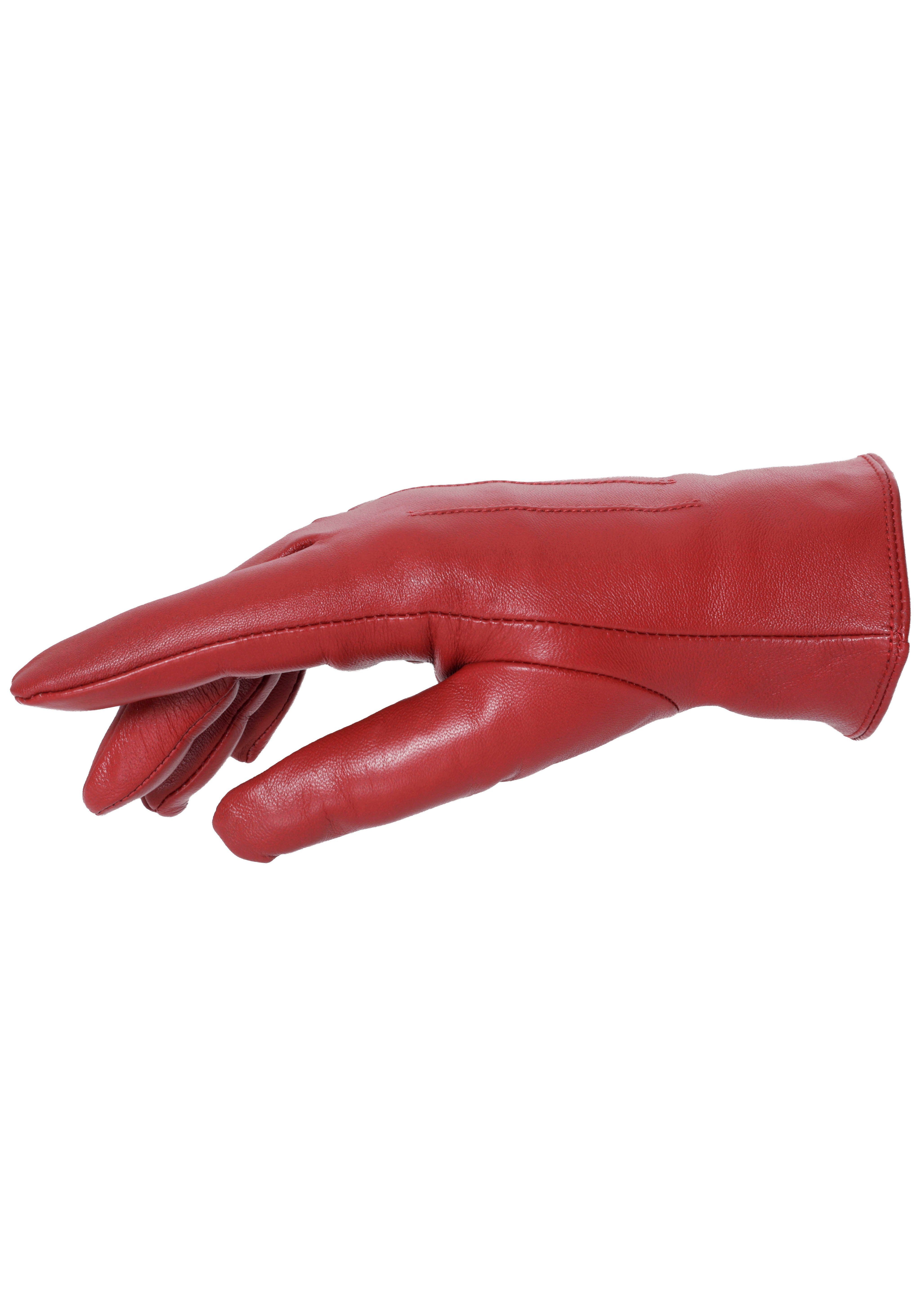 für PEARLWOOD Anziehen komfortables red Seitenschlitze Lederhandschuhe