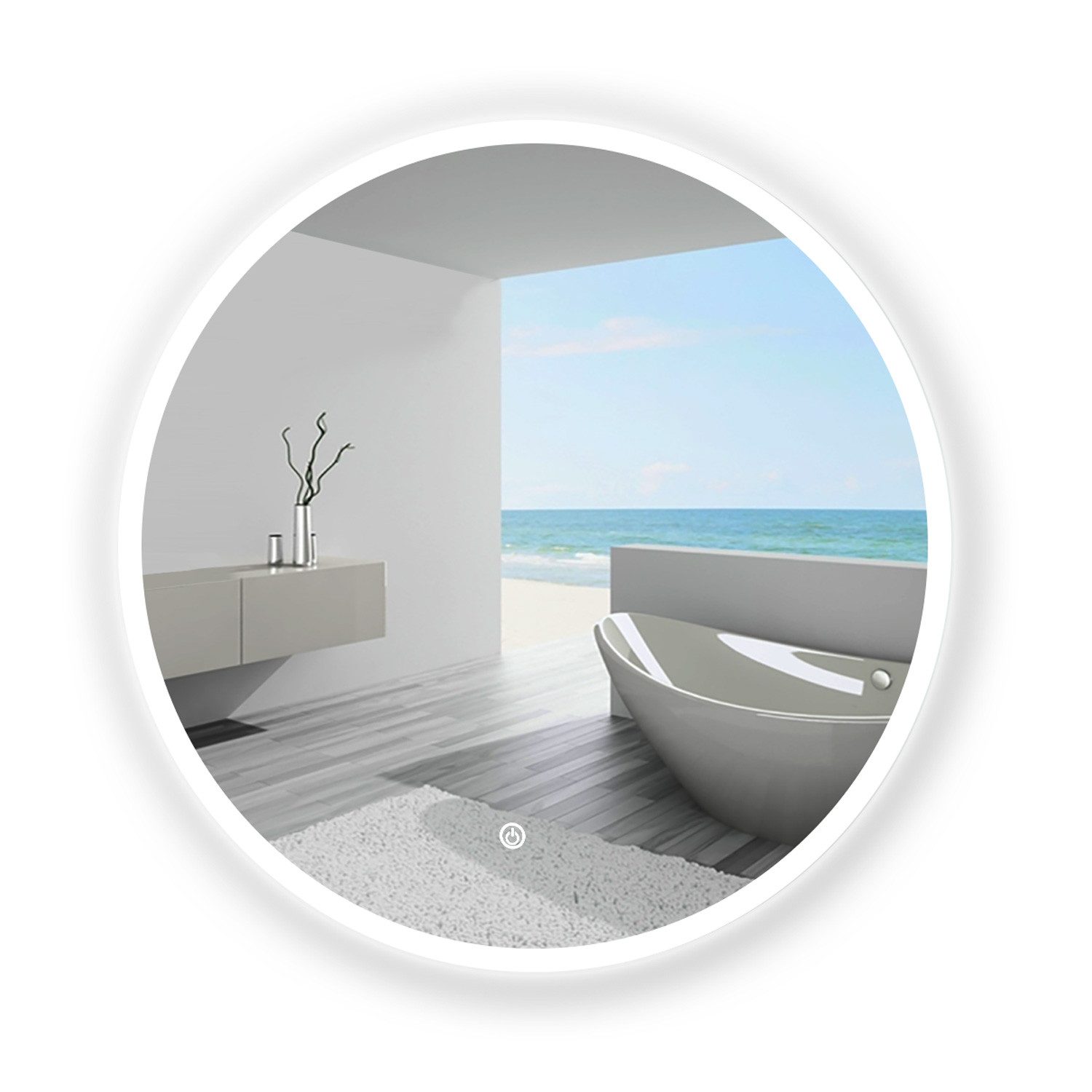 duschspa Badspiegel Rund Badezimmerspiegel Wandspiegel mit LED Beleuchtung Touch, Φ 40/50/60/70/80/90/100 cm runder Spiegel