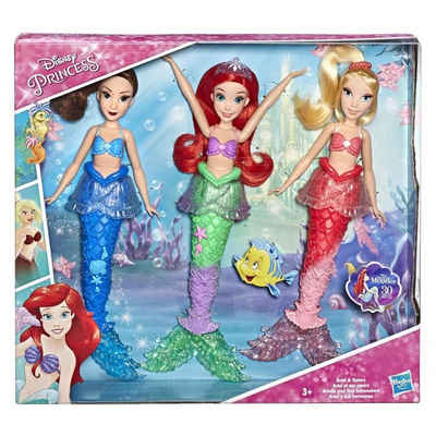 Hasbro Meerjungfrauenpuppe Hasbro E5052EU50 - Disney Princess - Puppen mit Zubehör, 3er Pack, Arielle die Meerjungfrau