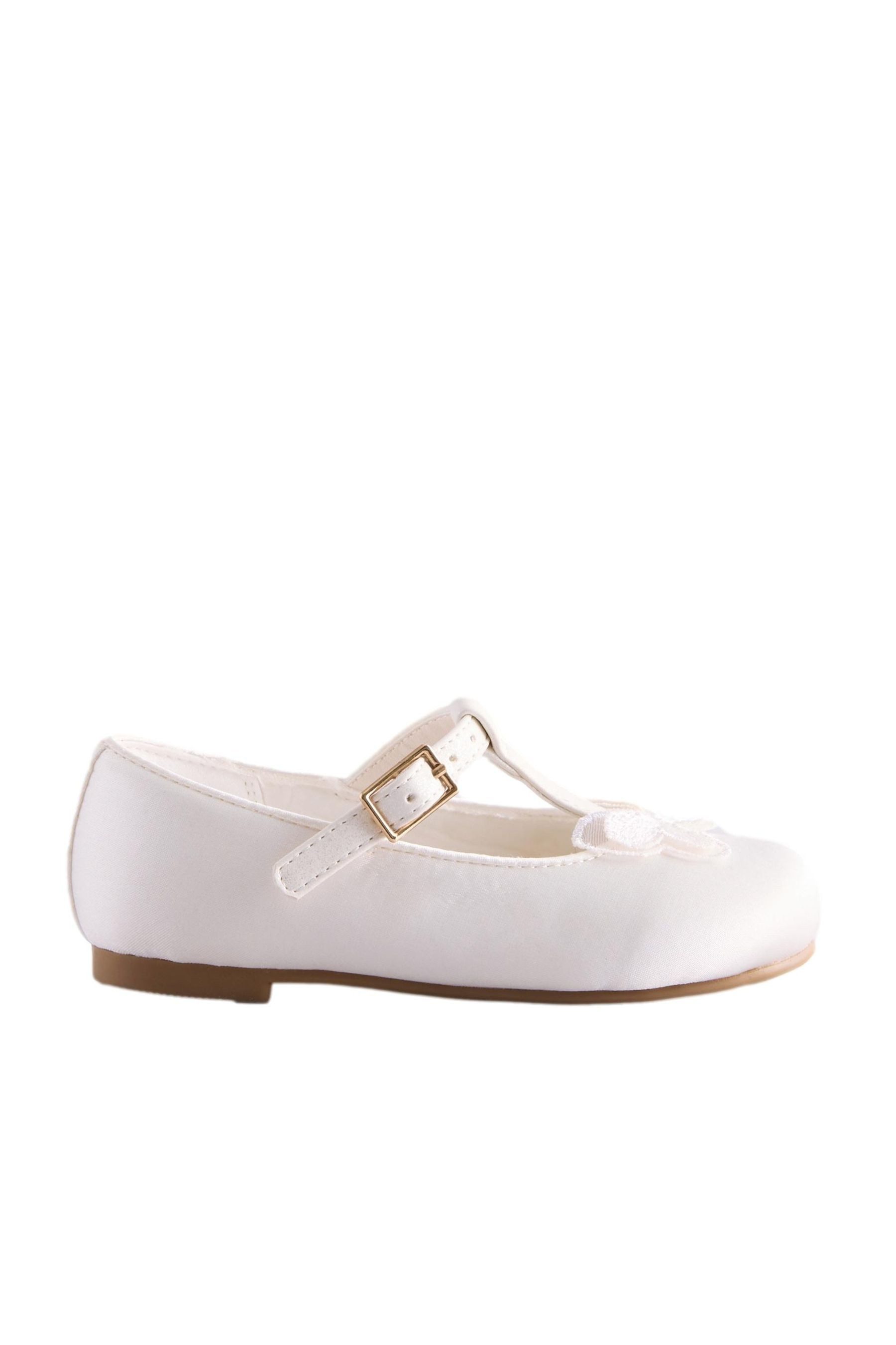Festliche Satin-Schuhe mit T-Steg, Schmetterling T-Strap-Sandale