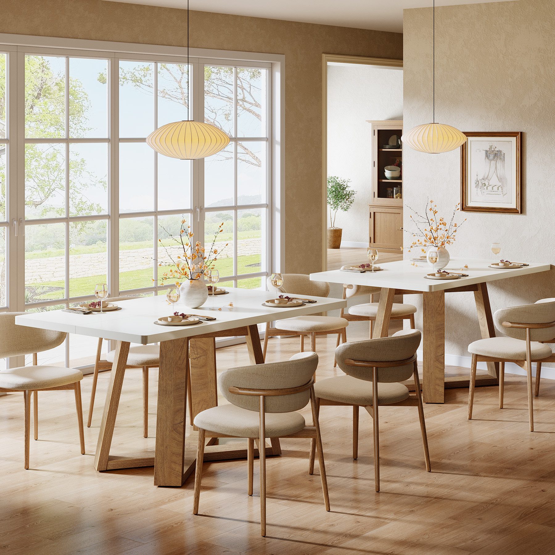 Tribesigns Esstisch 120 x 80 cm für 4-6 Personen, Moderner Küchentisch mit Holzbeinen (Rechteckiger Esstisch für Küche, Esszimmer und Kleine Räume), Esszimmertisch in Weiß und Holzoptik