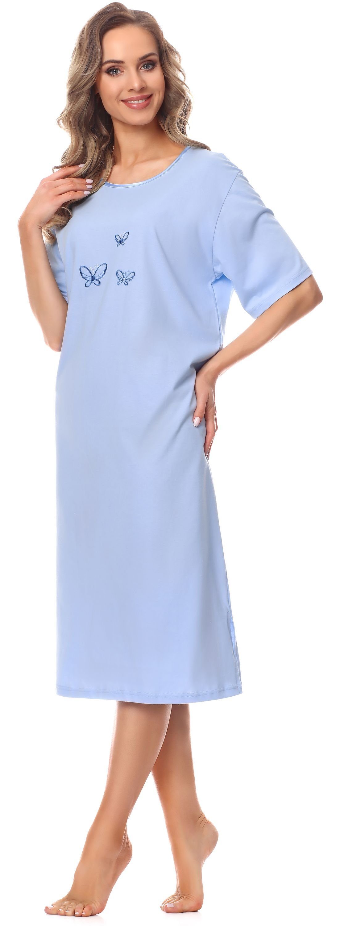 Merry Style Blau Nachthemd 91LW1 Kurzarm (Kurzarm) Nachthemd Damen (1-tlg)