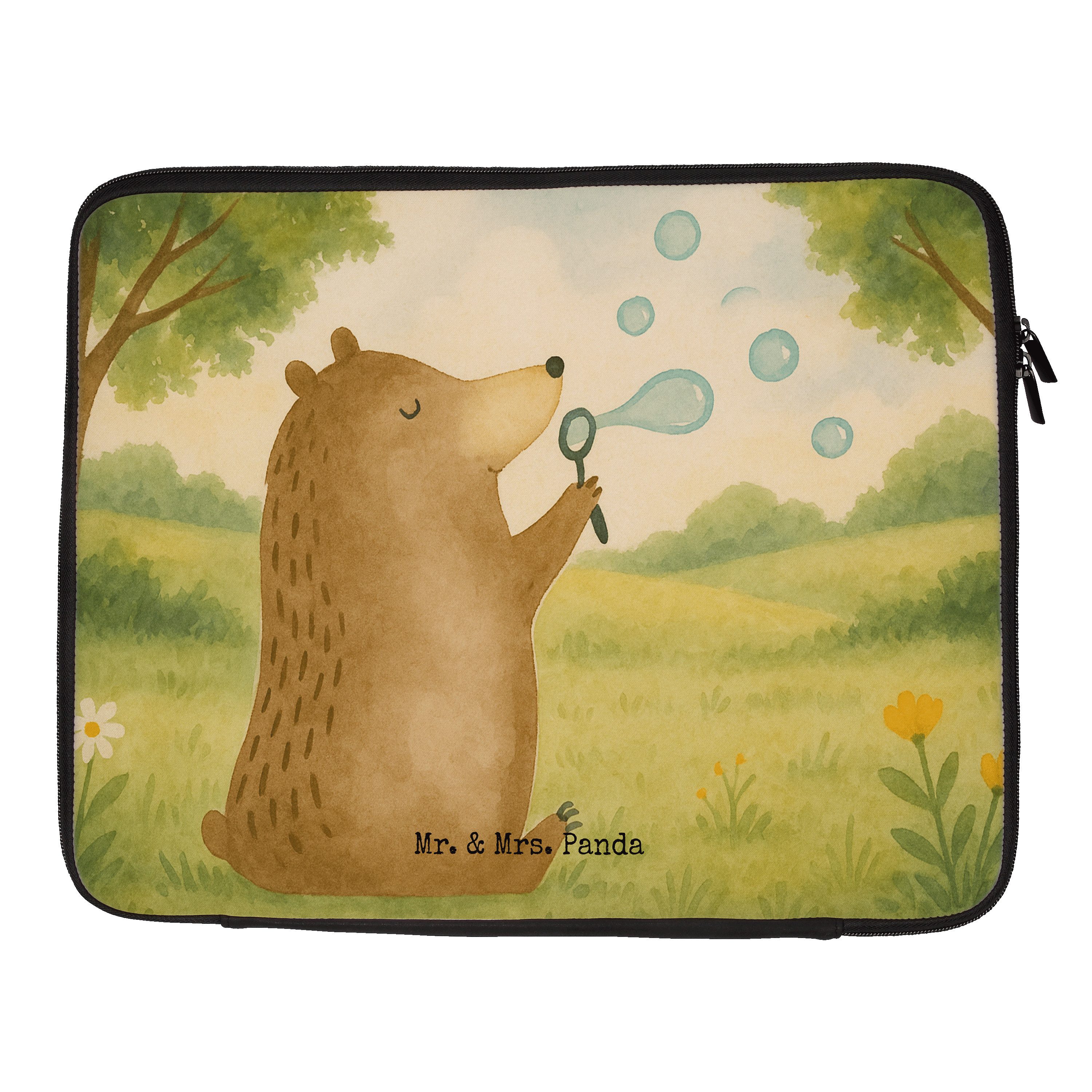 Mr. & Mrs. Panda Laptop-Hülle Bär Seifenblasen Design, Laptop Tasche 17" 40 x 30 cm, Weiß, Teddy, H, Notebook Case Laptop Tasche Laptoptasche