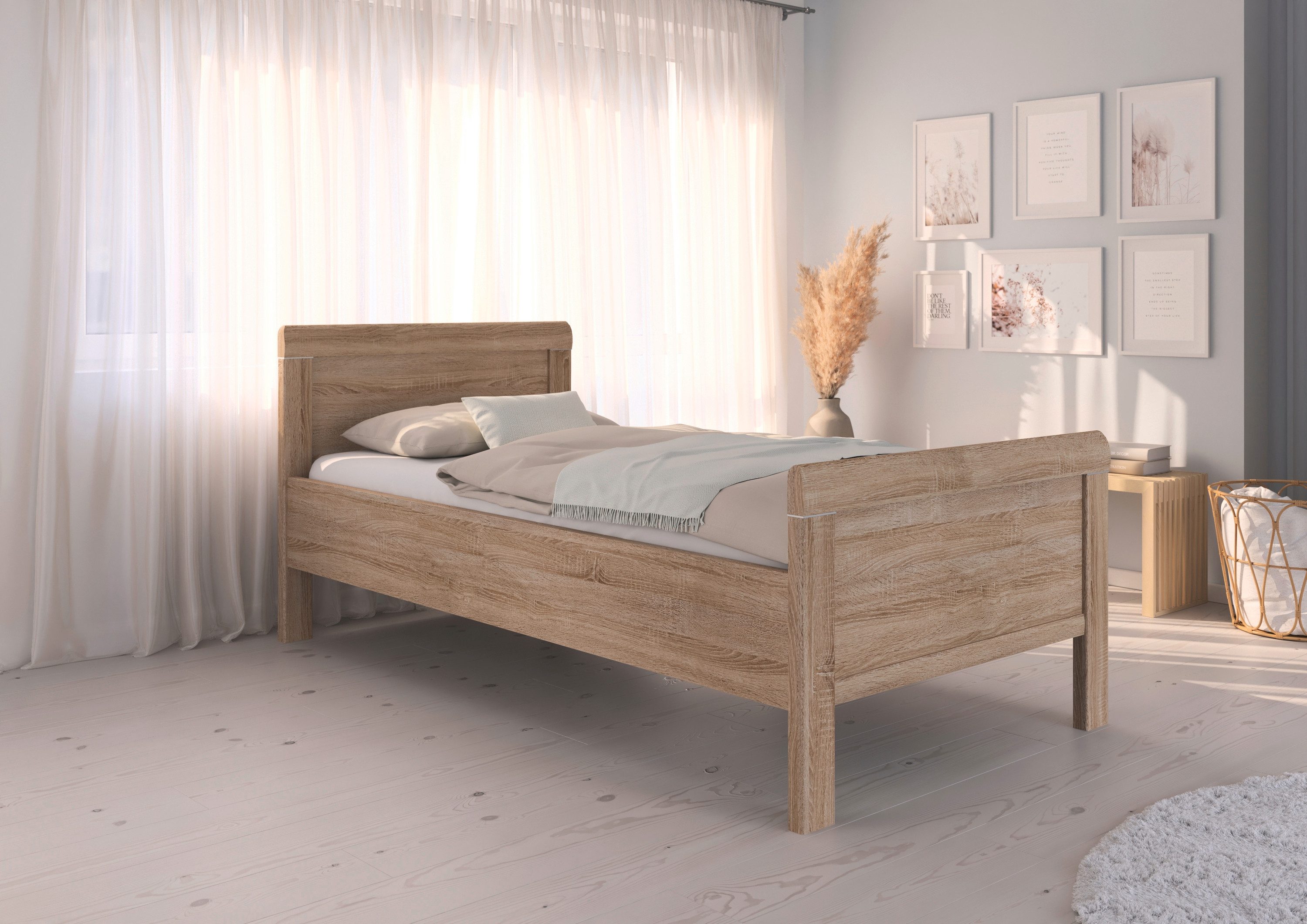 rauch Bett Bett Einzelbett Stollenbett EVELYN, in Komforthöhe aus Holzwerkstoff in elegantem Stil MADE IN GERMANY