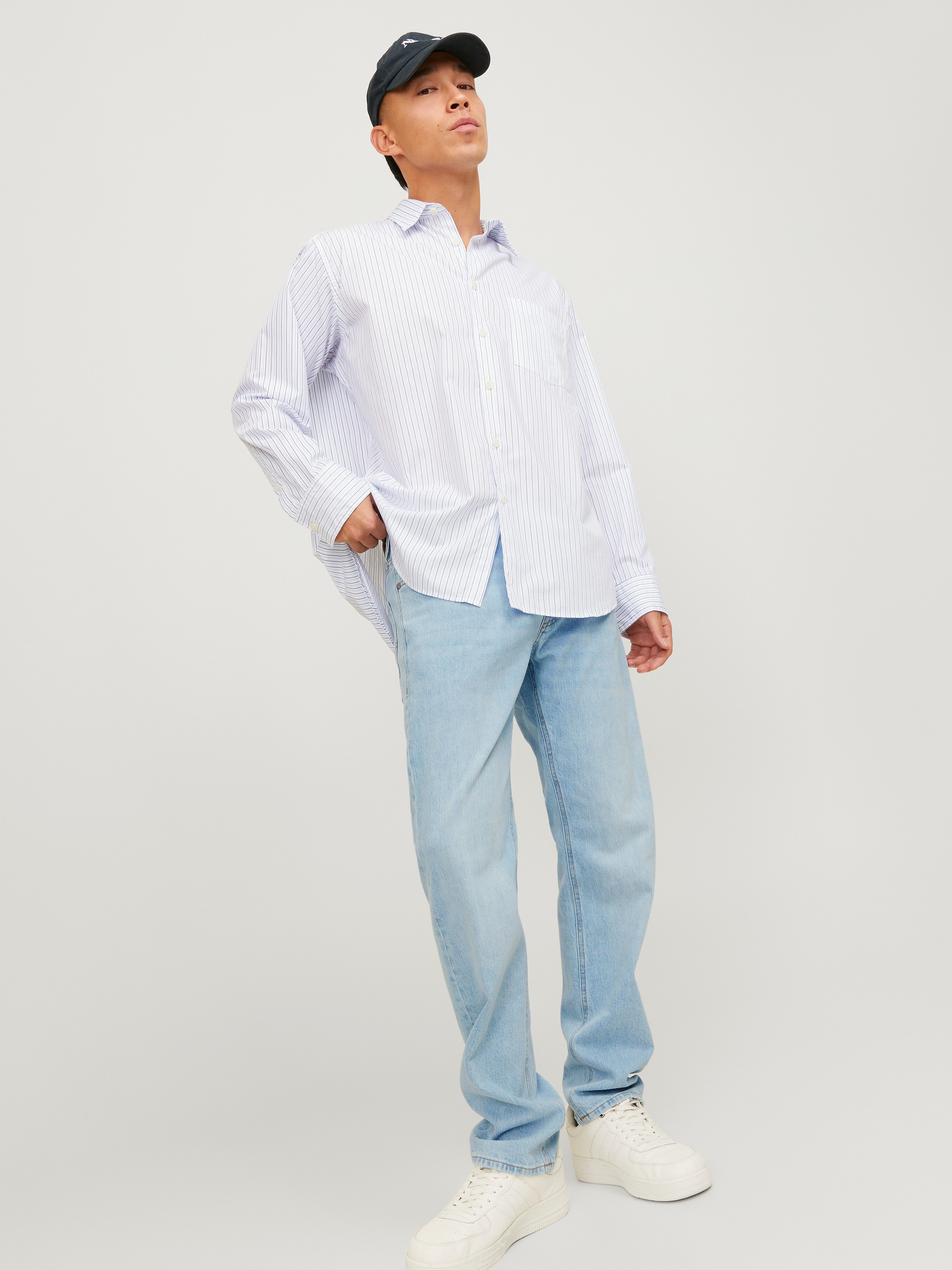 Jack & Jones Tapered-fit-Jeans JJIMIKE aus elastischem Material und Used-Waschung Denim/Jeans, modisch, bequem, Baumwollmischung