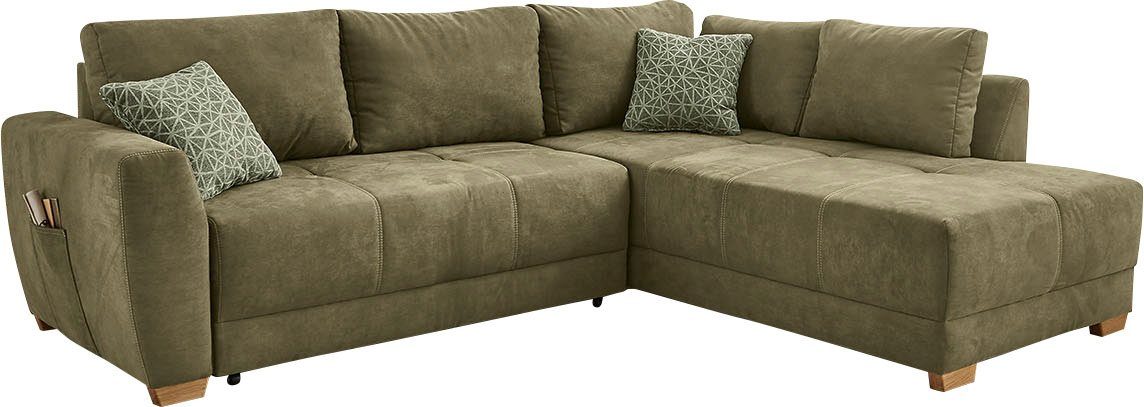 Jockenhöfer Gruppe Ecksofa Luzern L-Form, B: 254 cm, mit Bettfunktion, Bettkasten, seitl. Tasche & Zierkissen