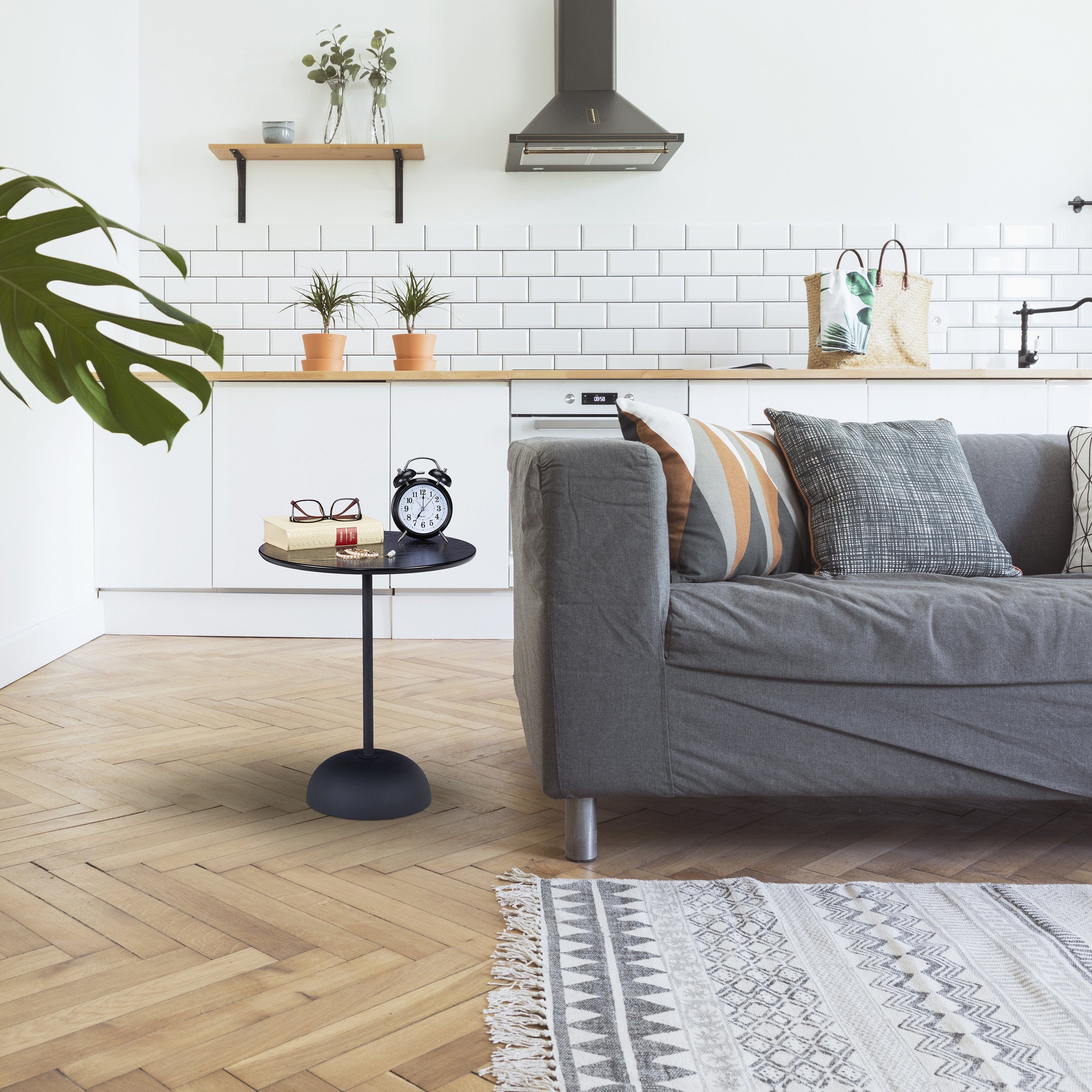 relaxdays Beistelltisch Runder Beistelltisch in Schwarz günstig online kaufen