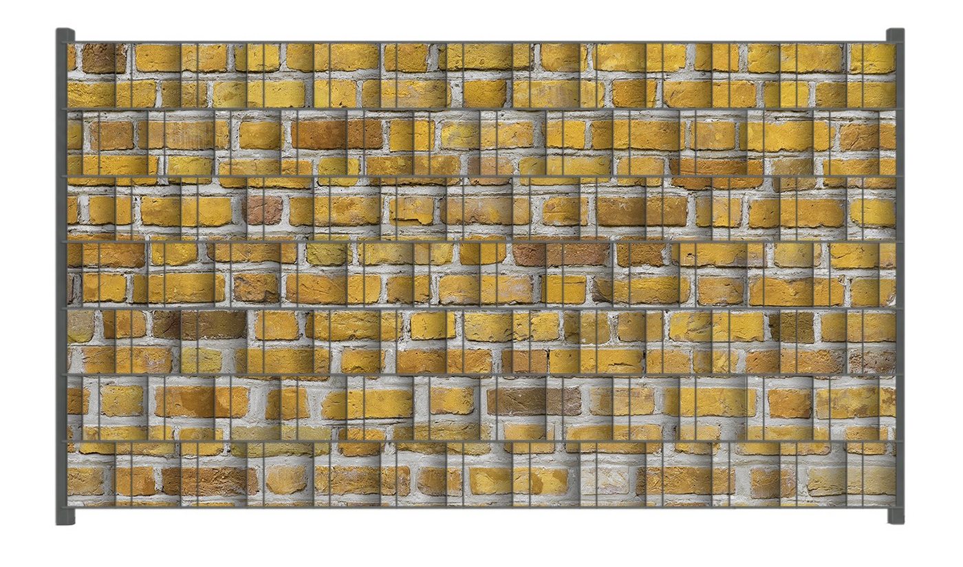 Wallario Sichtschutzstreifen Ziegelsteinwand in gelb – Backsteine gelb