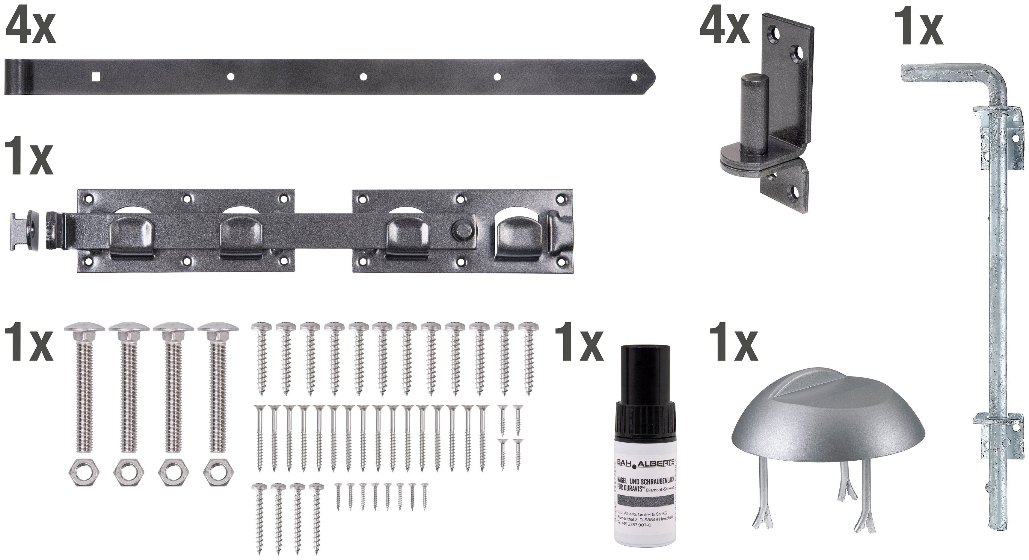 Alberts Torbeschlag DURAVIS® Beschlagssortiment, für Doppeltore, duplexbeschichtet