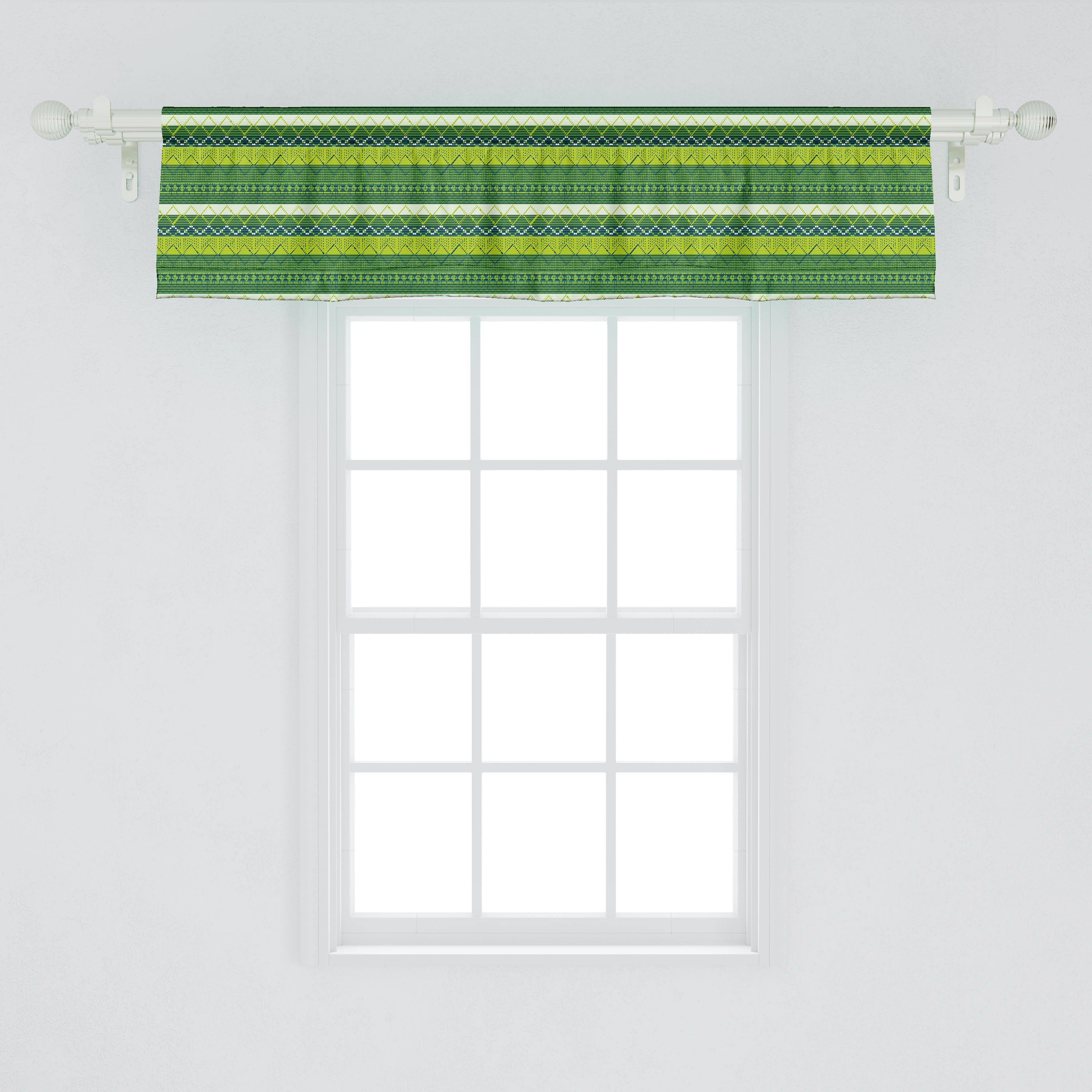 Scheibengardine Vorhang Volant für Microfaser, mit Stangentasche, Dekor und Küche Aztekisch Natur-Ton-Dreieck Linie Schlafzimmer Abakuhaus