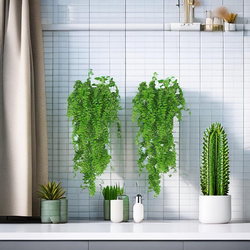 Kunstranke Künstliche Pflanzen Hängend Farne Hängepflanzen Ivy Blätter, Coonoor, für Innen- und Außenbereiche Küche Balkon Garten Schlafzimmer Deko – Bild 4 von 5