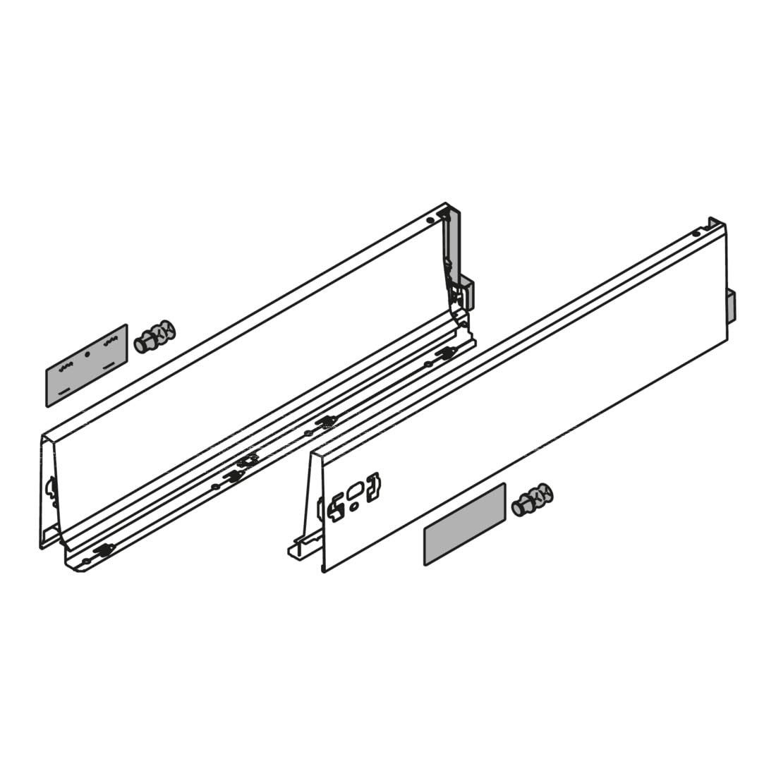 blum Teleskop-Vollauszug Blum TANDEMBOX Zarge, Höhe K 115 mm, NL 650 mm, links/rechts, für TAND