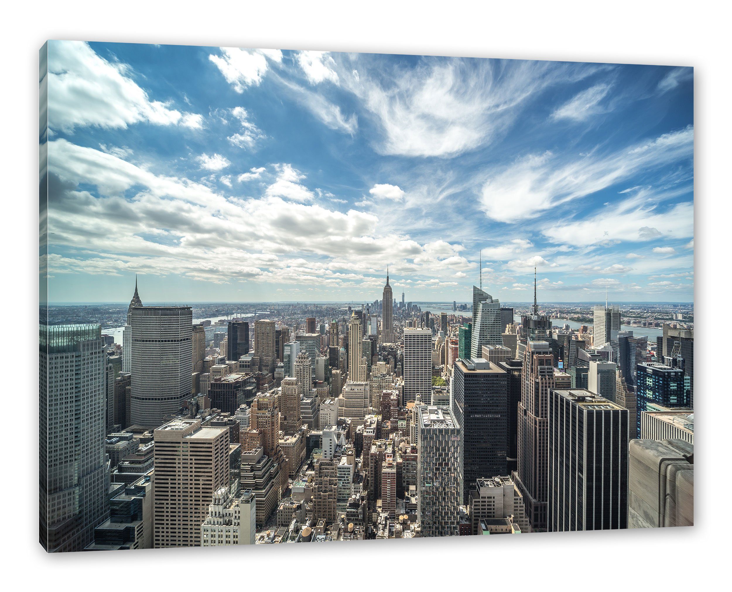 Pixxprint Leinwandbild New York Skyline, New York Skyline (1 St), Leinwandbild fertig bespannt, inkl. Zackenaufhänger