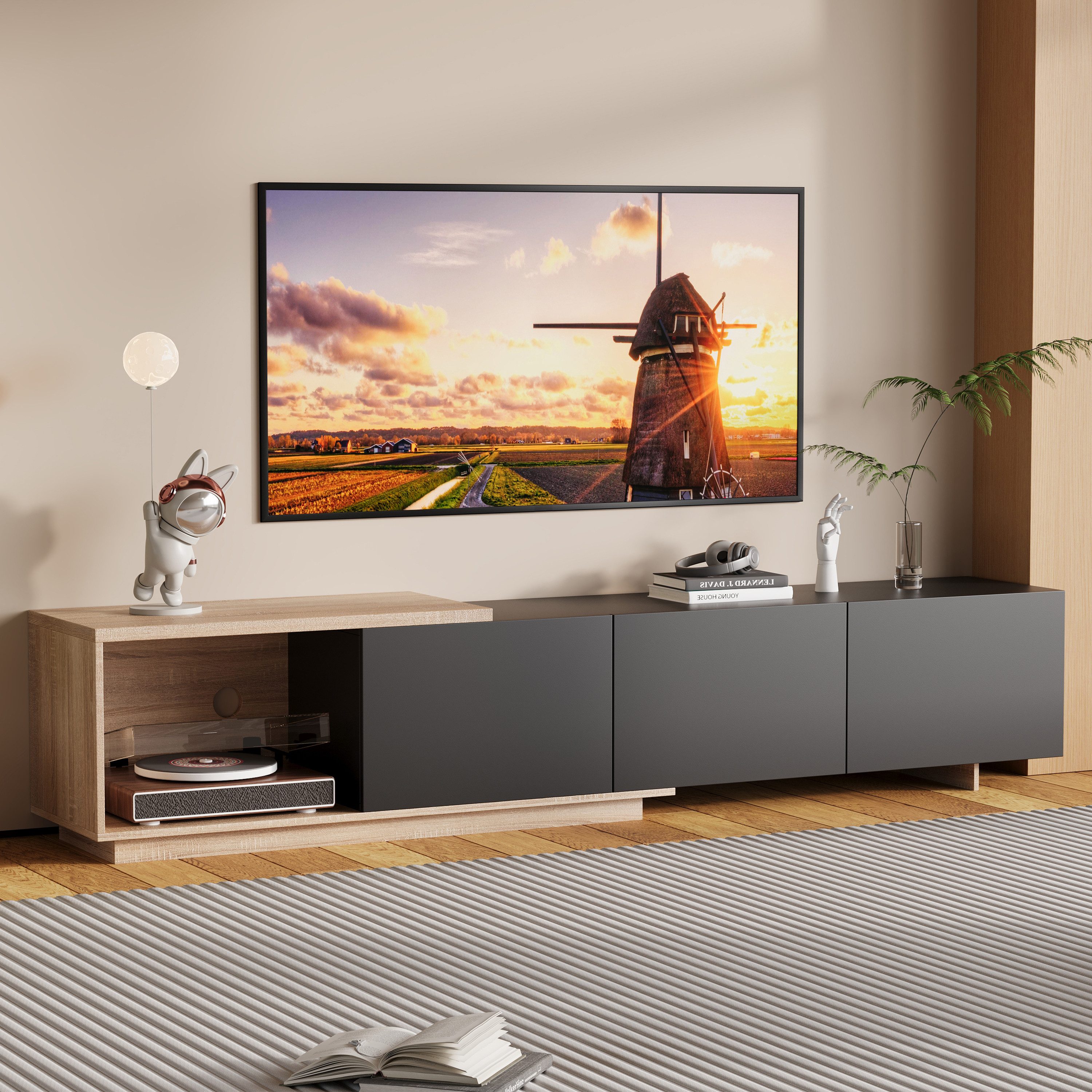 FUROKOY Lowboard Hochglanz-TV-Schrank, für bis 75 Zoll (Fernsehtisch, Ferns günstig online kaufen