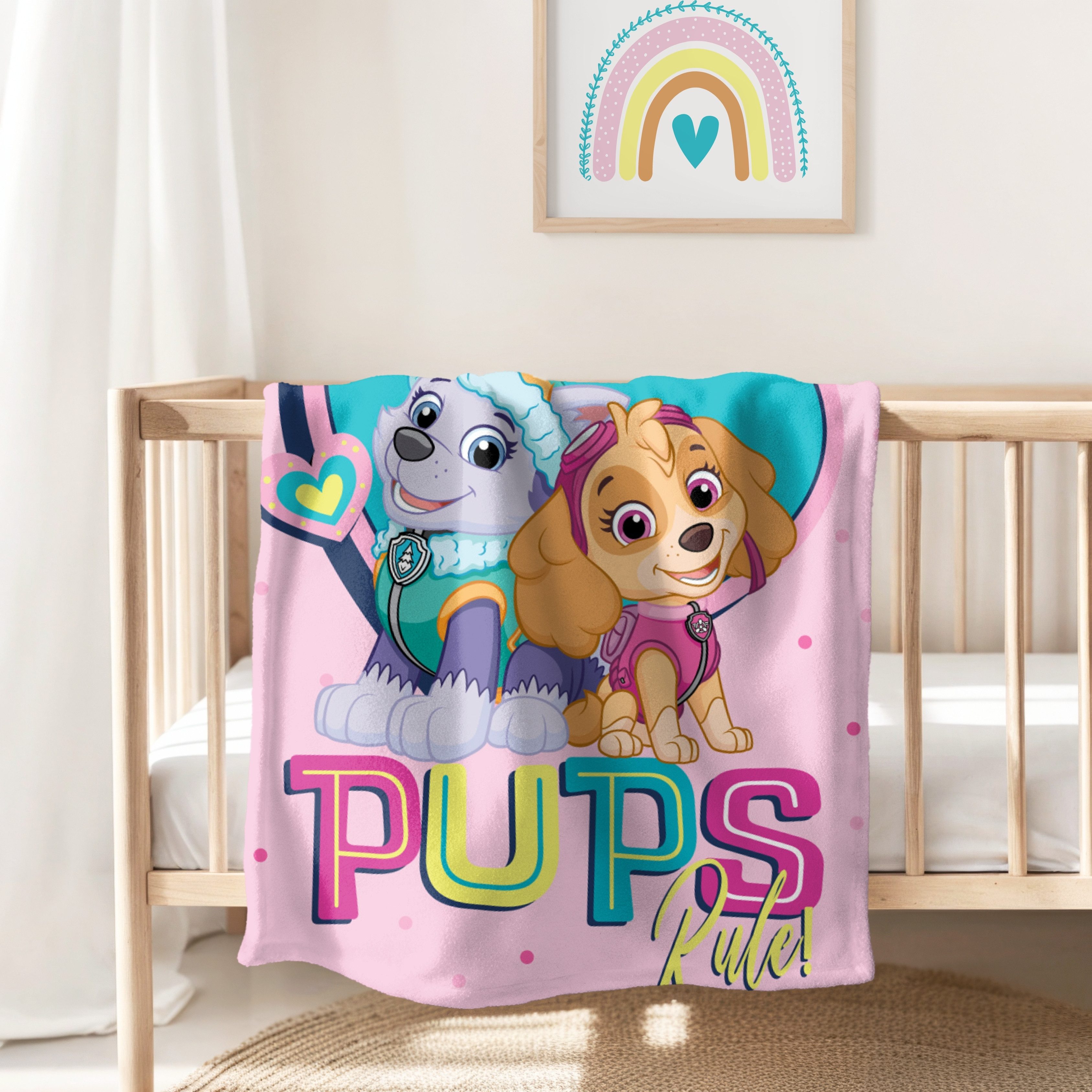 Kinderdecke Paw Patrol 130x170 cm, weich und kuschelig, passend zur Bettwäsche, MTOnlinehandel, das perfekte Geschenk für Mädchen, Fleece-Decke in rosa