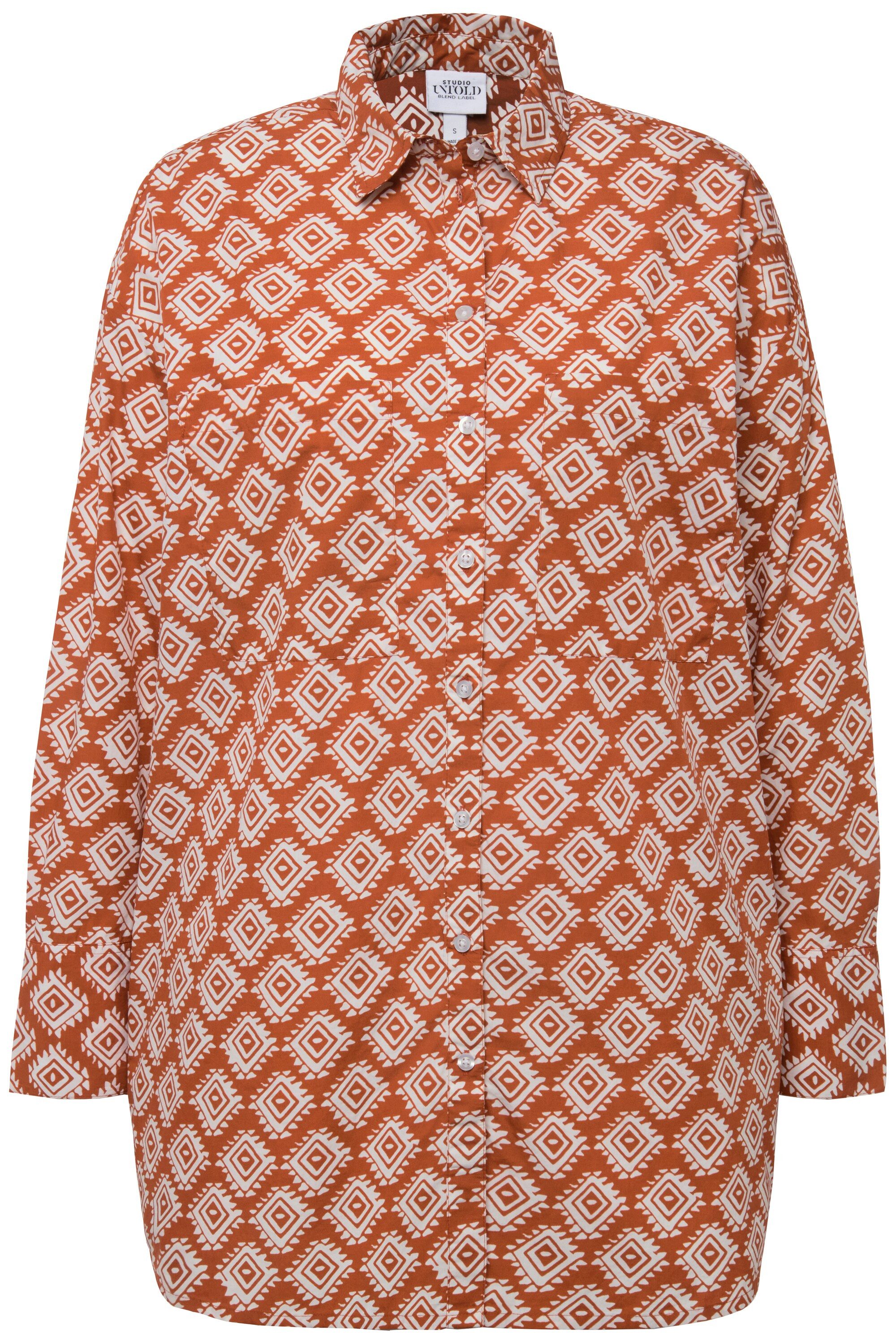 Studio Untold Hemdbluse Oversized-Hemd Allover-Print Hemdkragen günstig online kaufen