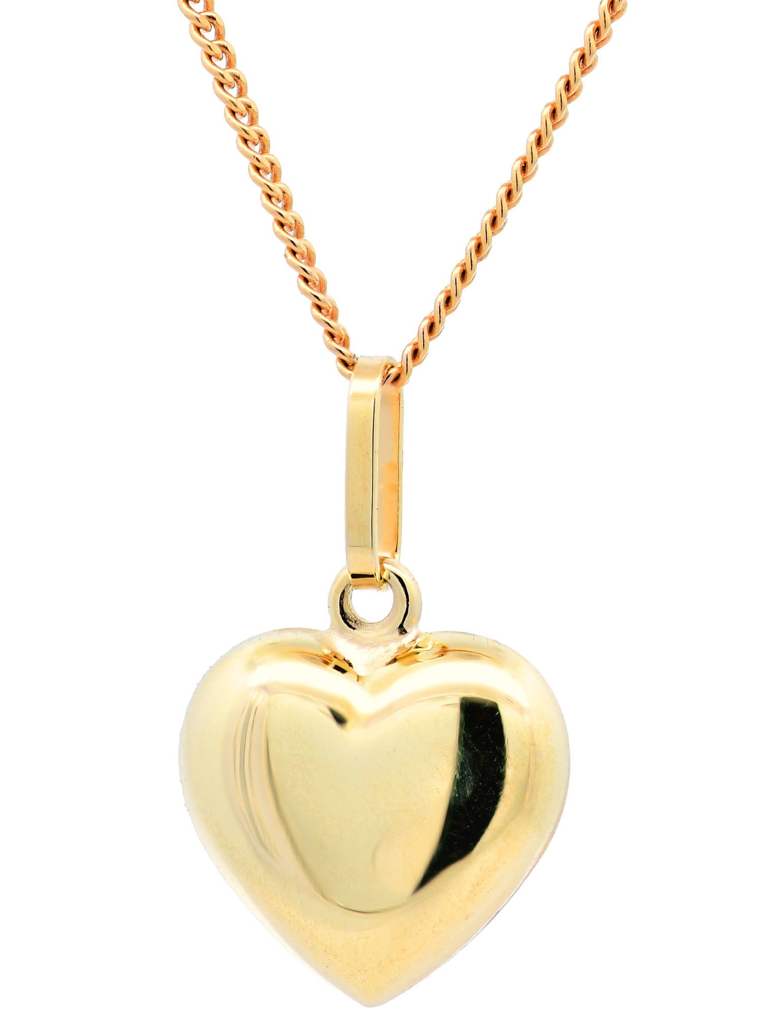 Kreuzanhänger Anhänger Herz 585-14 Karat Gold mit vergoldeter Silberkette 36 cm