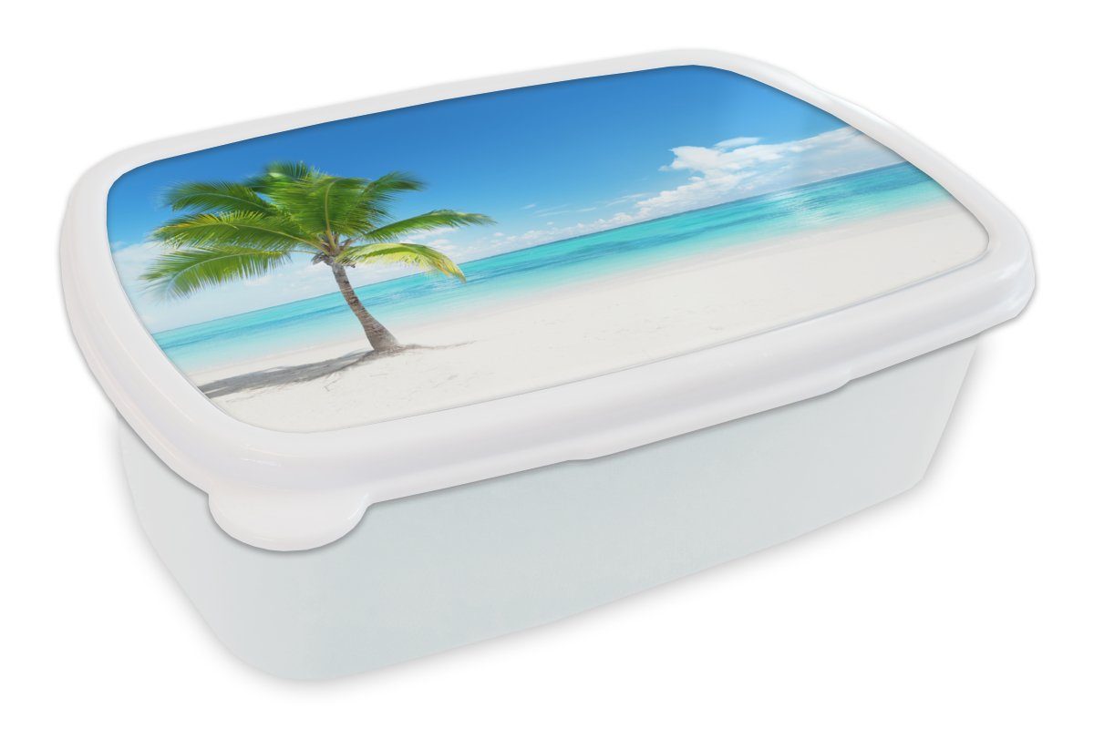 - Erwachsene, Sommer, Mädchen und für Brotdose, (2-tlg), - weiß und Kunststoff, Jungs Meer für Strand Kinder Lunchbox MuchoWow - Brotbox Palme