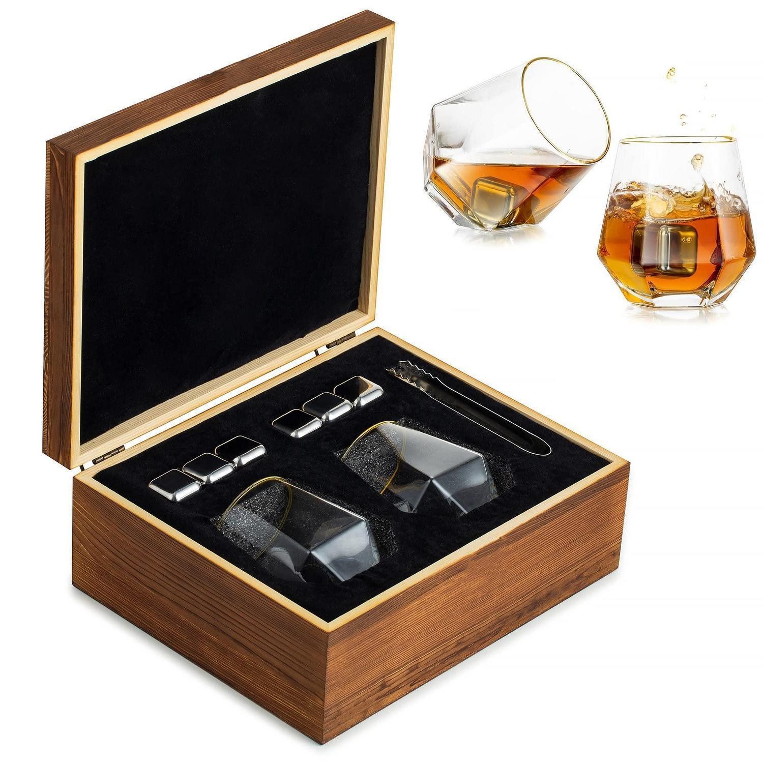 LuxusKollektion Whiskyglas Whiskyglas-Set 10-tlg. mit Steinen & Pinzette