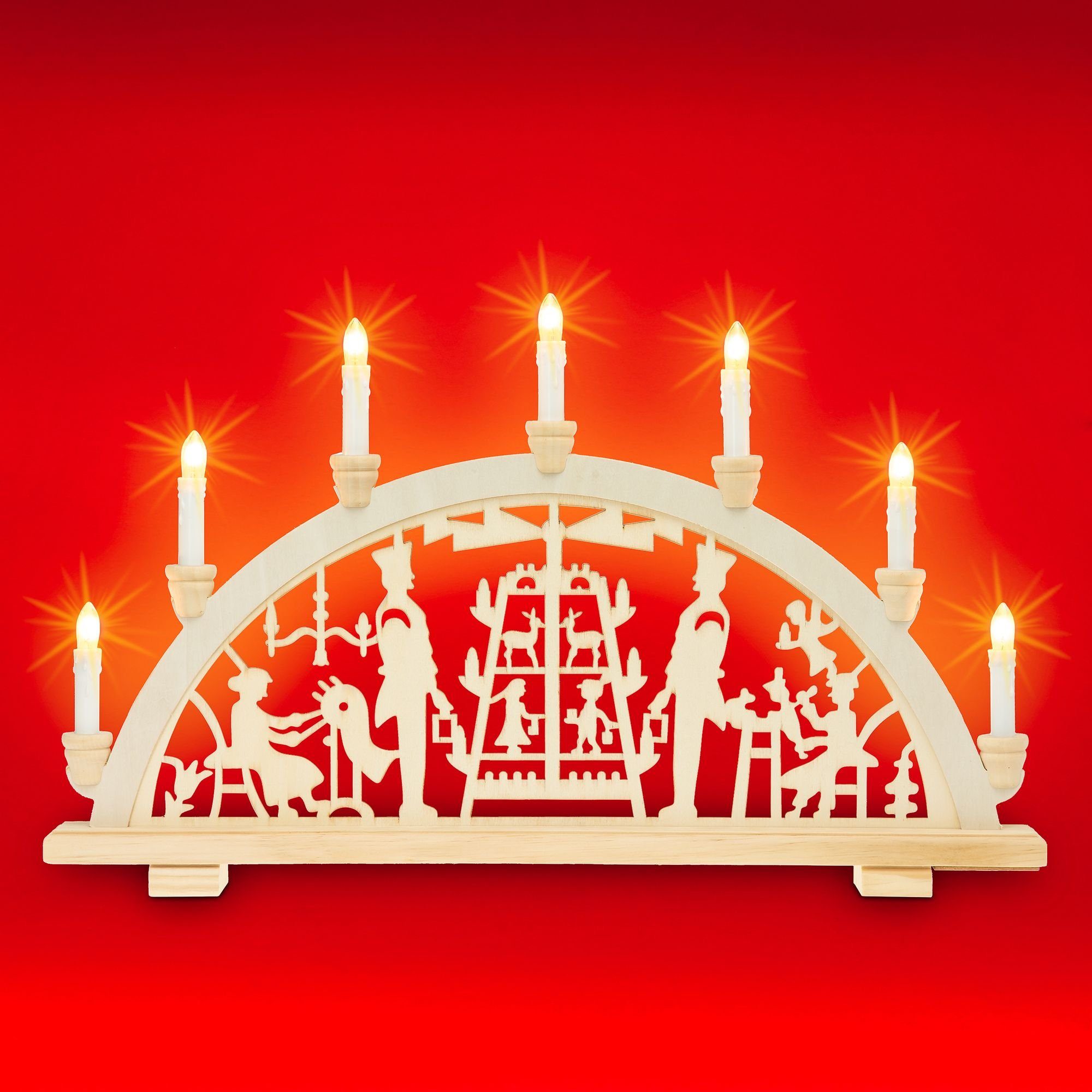 SIKORA Schwibbogen LB10-7 Lichterbogen GUTE STUBE mit Spinnfrau Bergmann Mo günstig online kaufen