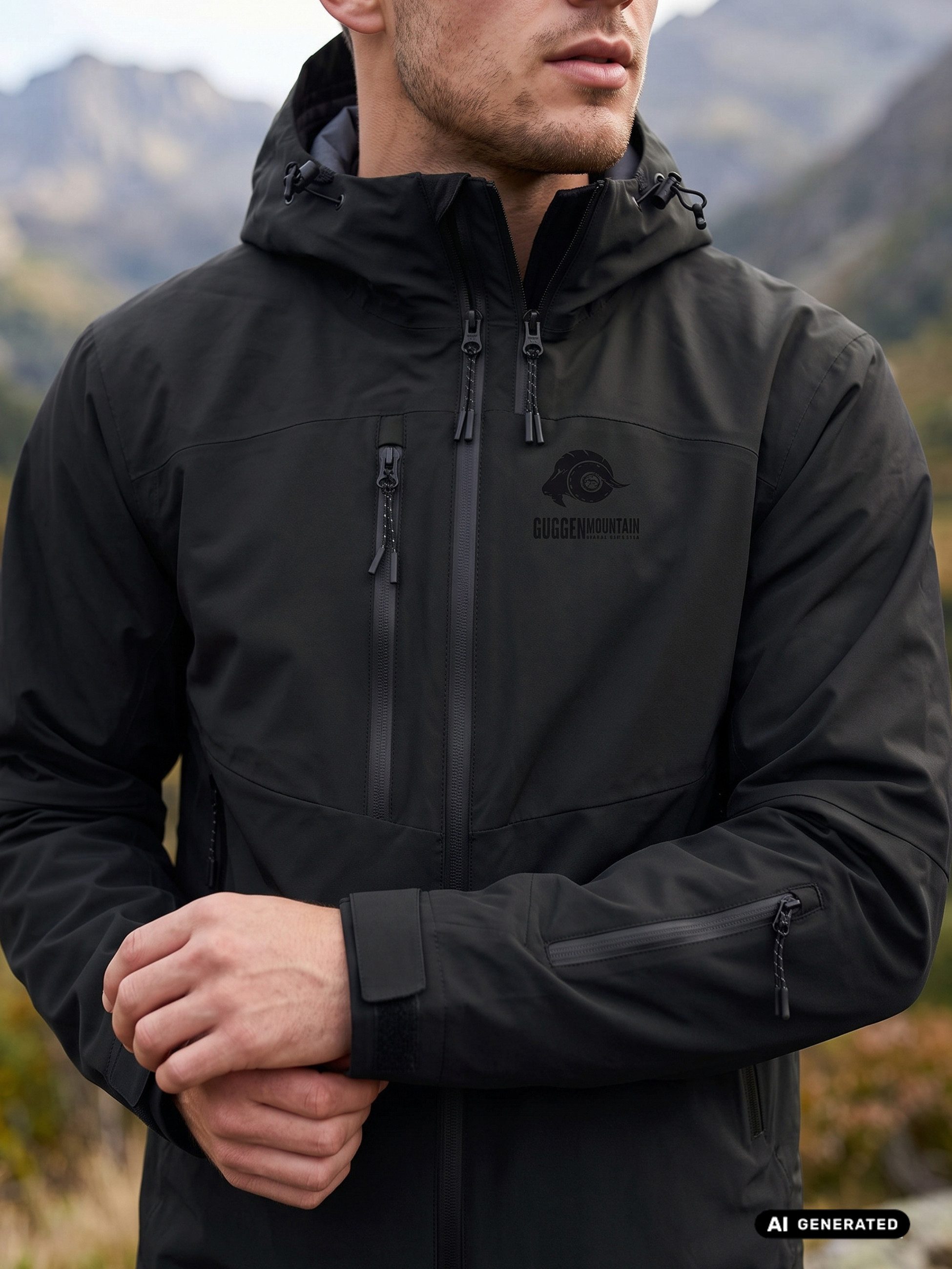 GUGGEN Mountain Hardshelljacke Herren Allwetter Hardshelljacke Regenjacke H07 Sport 3L Wanderjacke wasserdichte Membran, versiegelte Nähte, …
