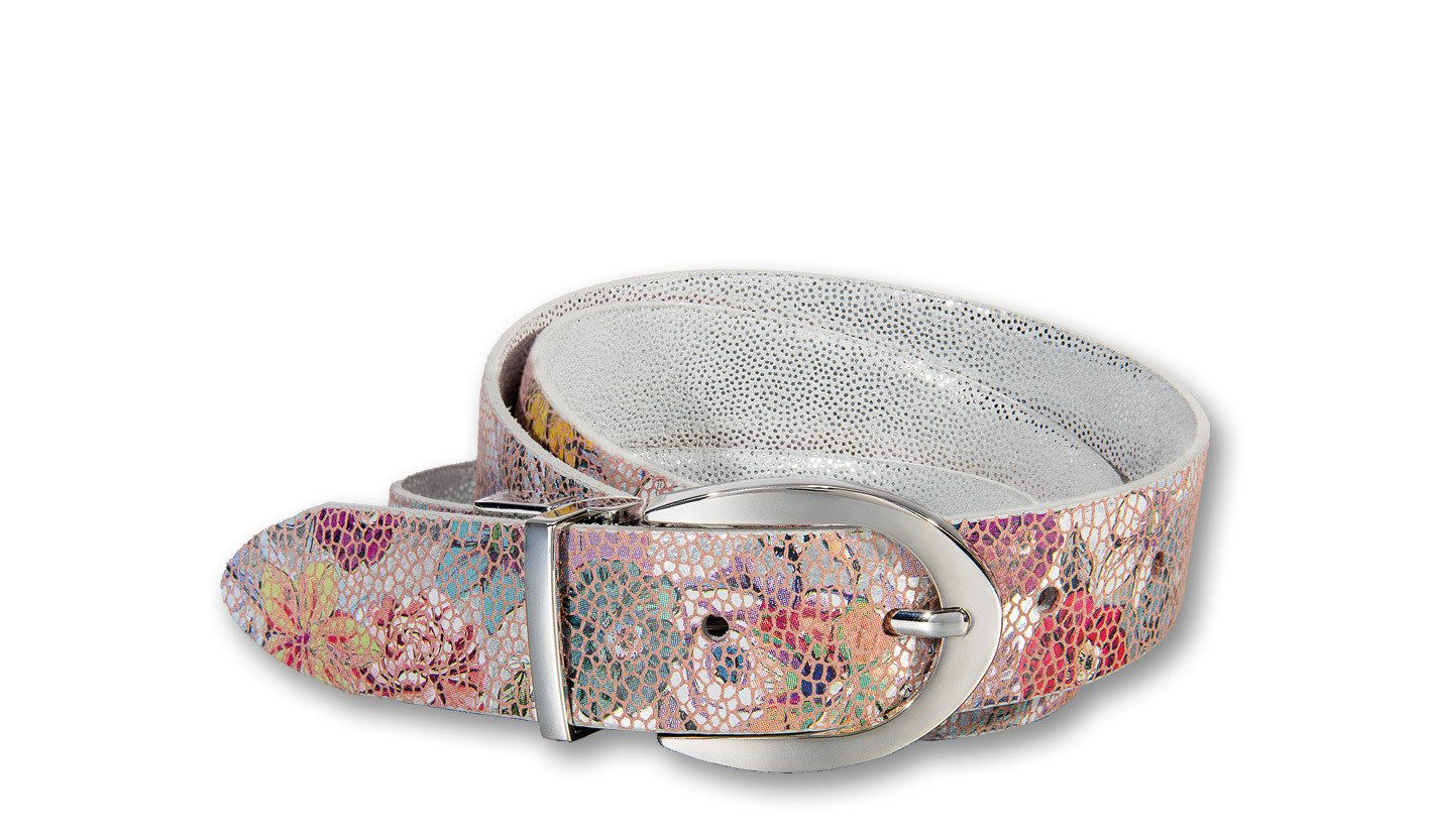 Silbergift Wendegürtel Wendegürtel mit Flowerpower und Silberglanz