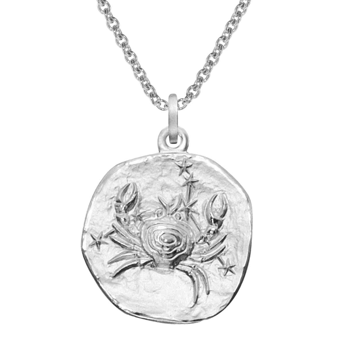 trendor Kette mit Anhänger 51610-07, Sternzeichen Krebs Ø 20 mm und 925 Silber