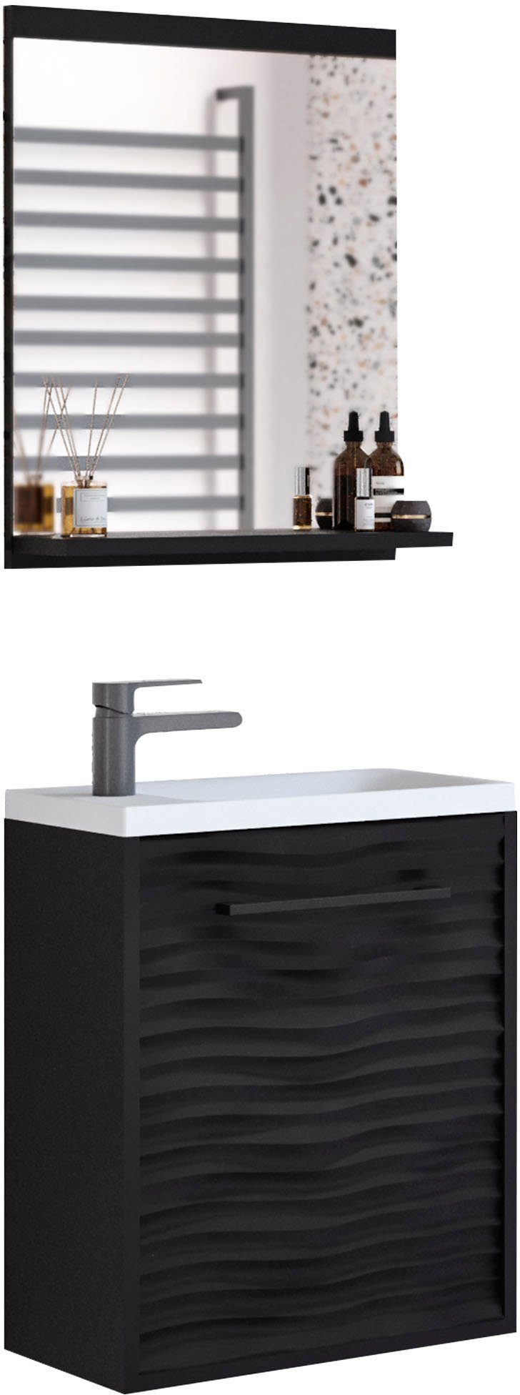 welltime Badmöbel-Set Canada, (Komplett-Set, 2-St., Fronten mit Wellenstruk günstig online kaufen