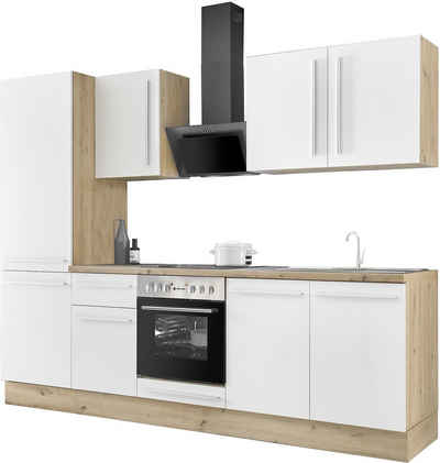 Kochstation Küchenzeile KS-Florida mit 38mm starker Arbeitsplatte, Breite 270 cm, wahlweise mit E-Geräten, Soft-Close-Funktion