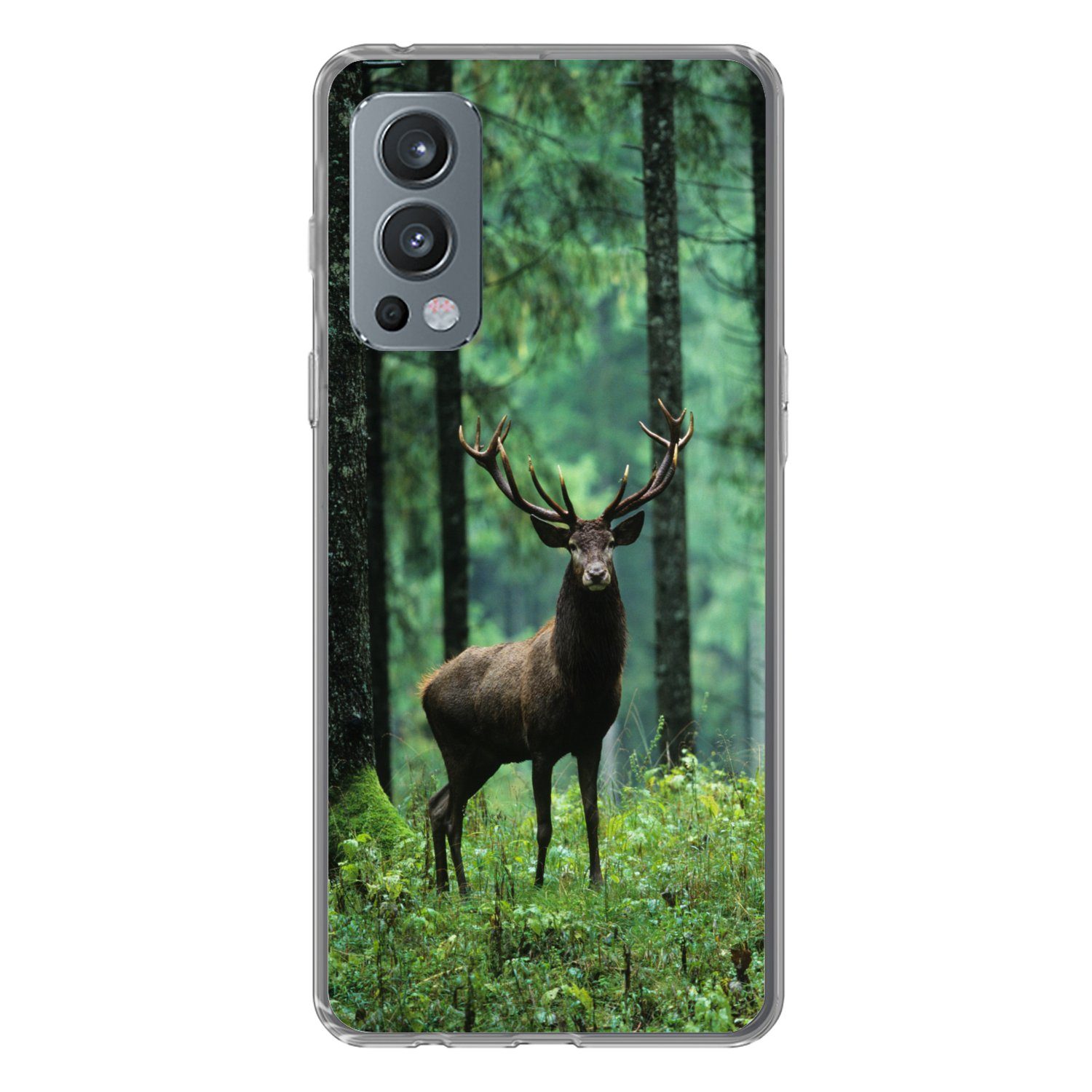 MuchoWow Handyhülle für OnePlus Nord 2 5G Hirsche - Wald - Bäume - Tiere - Natur, Phone Case, Silikon, Schutzhülle Dünn